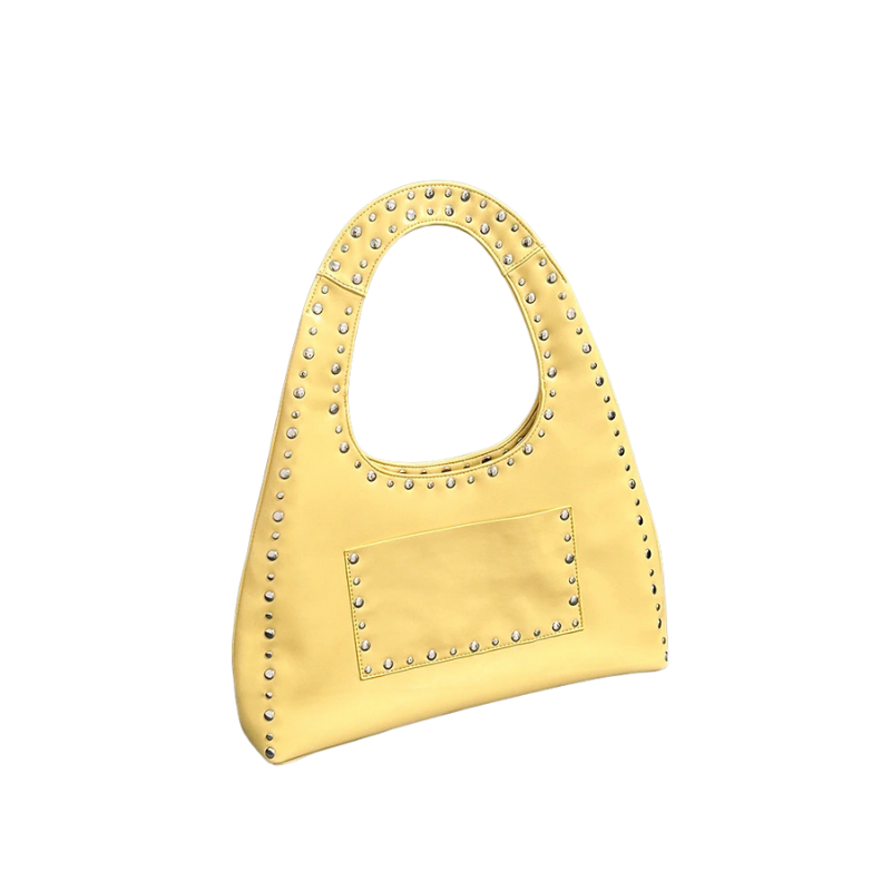 Retro Rivet Oil Wax Leather Shoulder Bag-Handbags-Yellow-Free Shipping Leatheretro