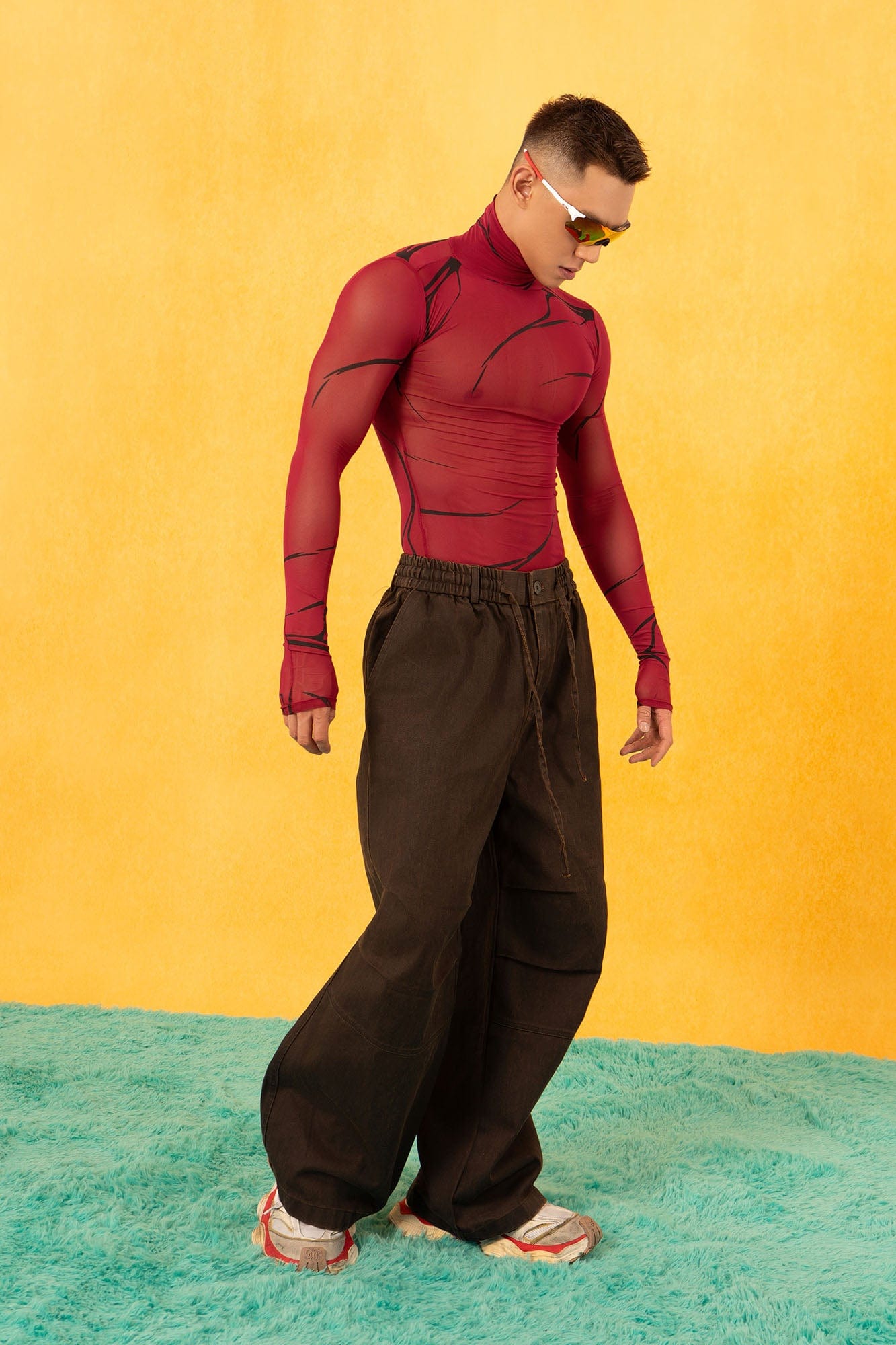 CLP Retro Pleated Knee Drawstring Oversized Jeans-Jeans-S-Coffee-Free Shipping Leatheretro