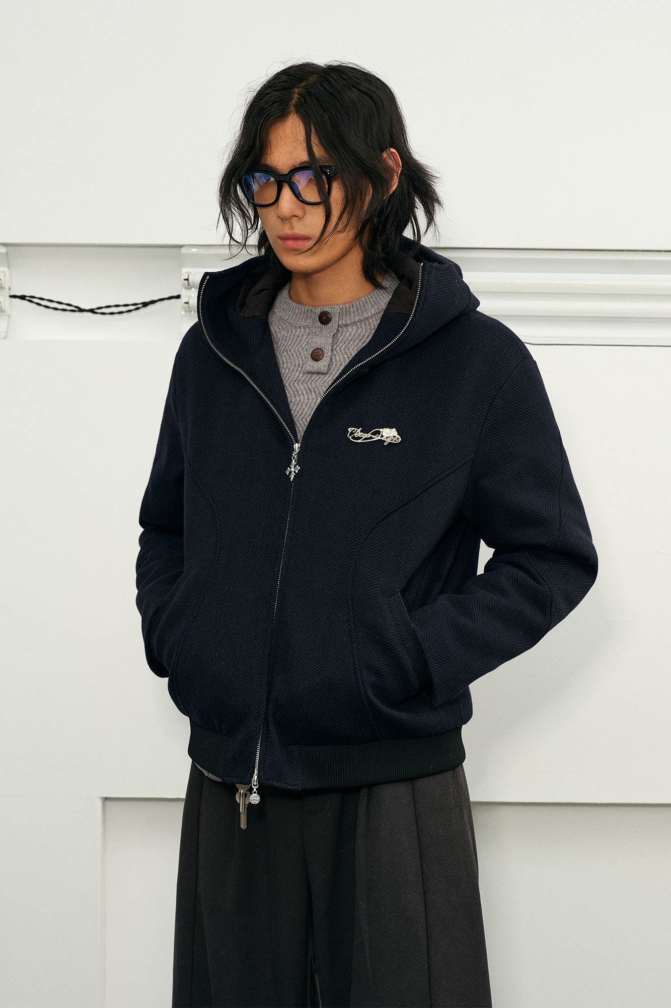 KREATE Herringbone Hooded Jacket-Jacket-S-Brown-Free Shipping Leatheretro