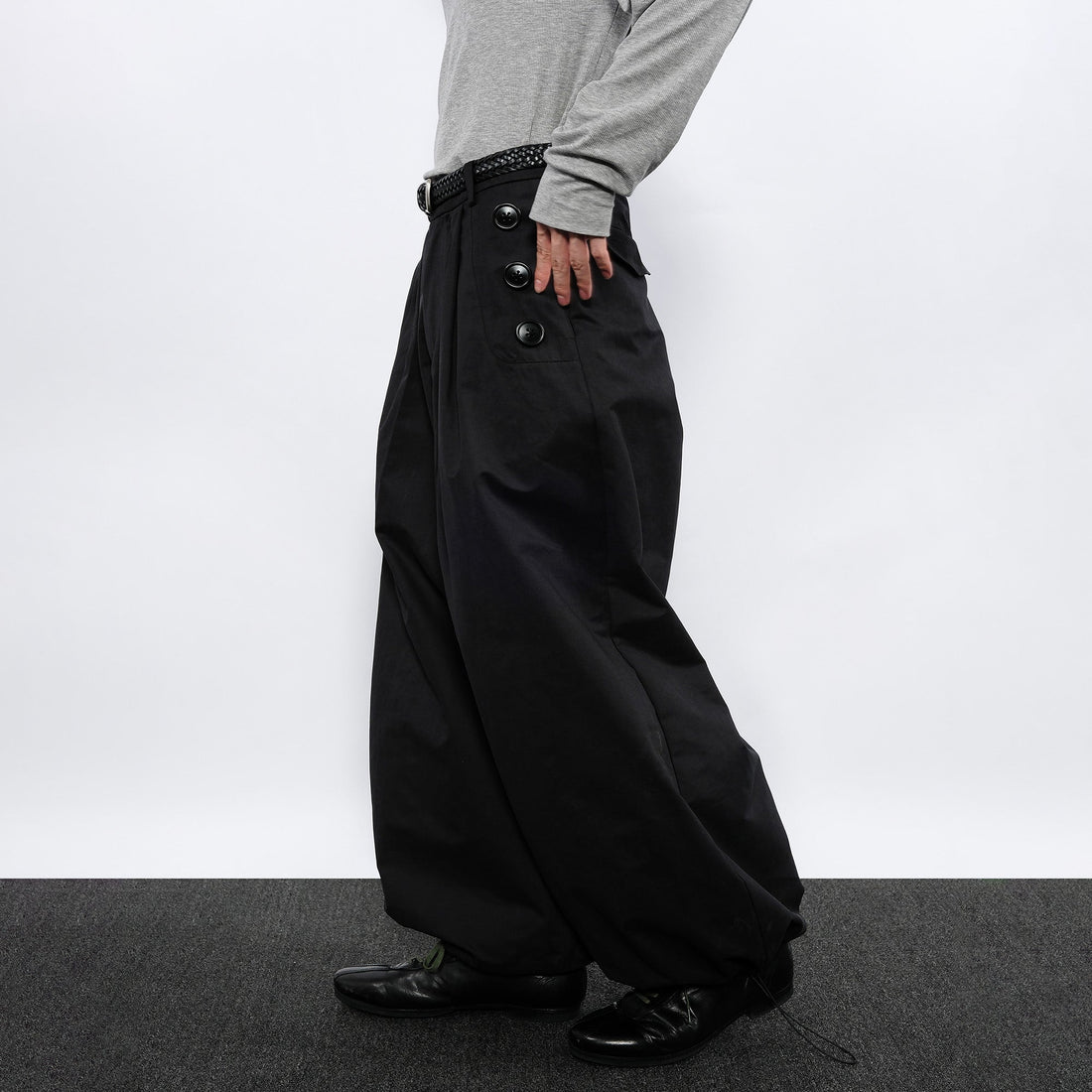 7440 37 1 Side-Button Drawcord Balloon Pants-Pants-S (Preorder)-Free Shipping Leatheretro