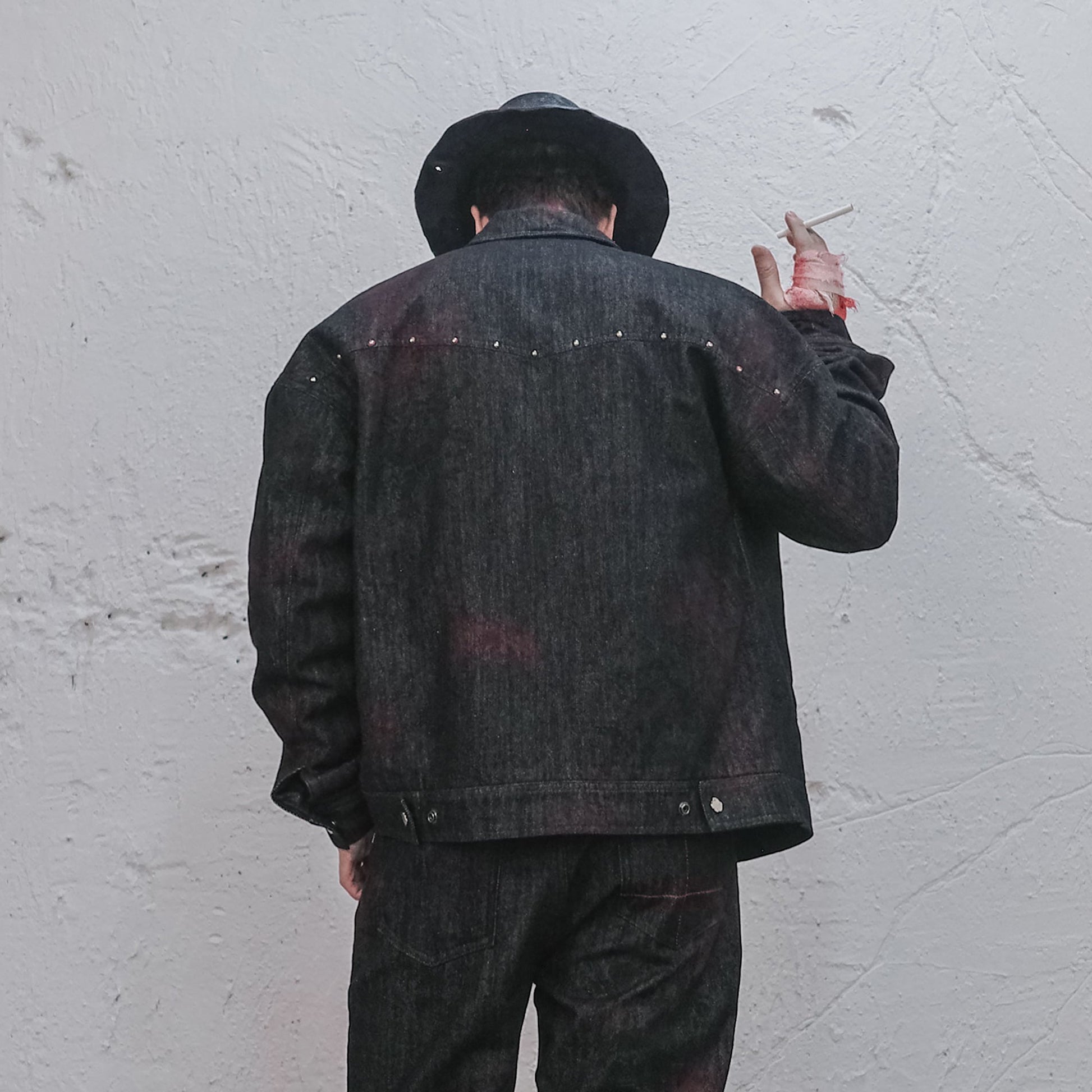 UNDERWATER Bloodstained Raw Denim Jacket-Jacket-S (Preorder)-Free Shipping Leatheretro