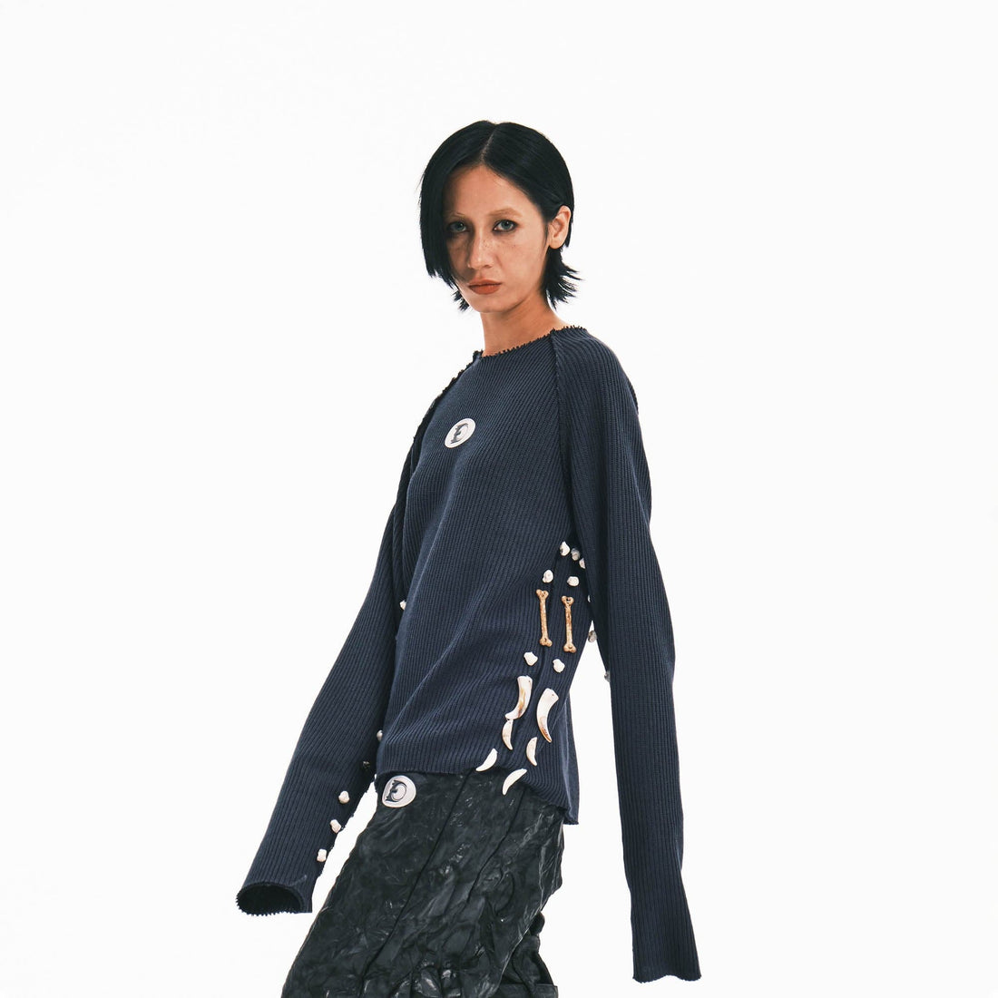 EMBRYO Armpit Bone Knitted Long-Sleeve T-Shirt-L/S Tee-One Size-Free Shipping Leatheretro