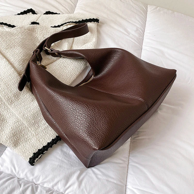 New Style Fashionable Zipper Shoulder Bags for Women-Handbags-Brown-Free Shipping Leatheretro