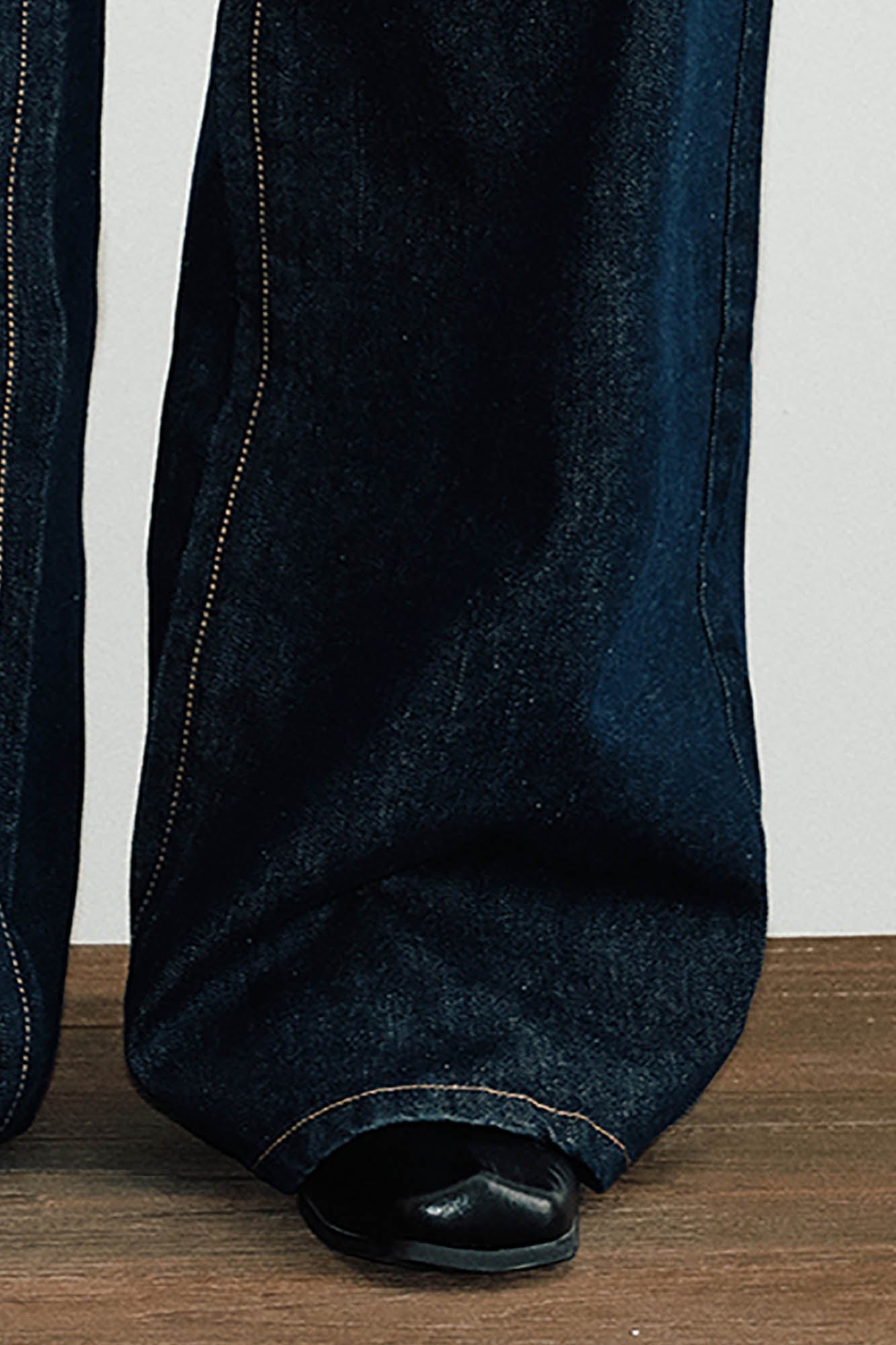 KREATE Reversed Fold-Over Wide-Leg Jeans-Jeans-S - 30"-Free Shipping Leatheretro