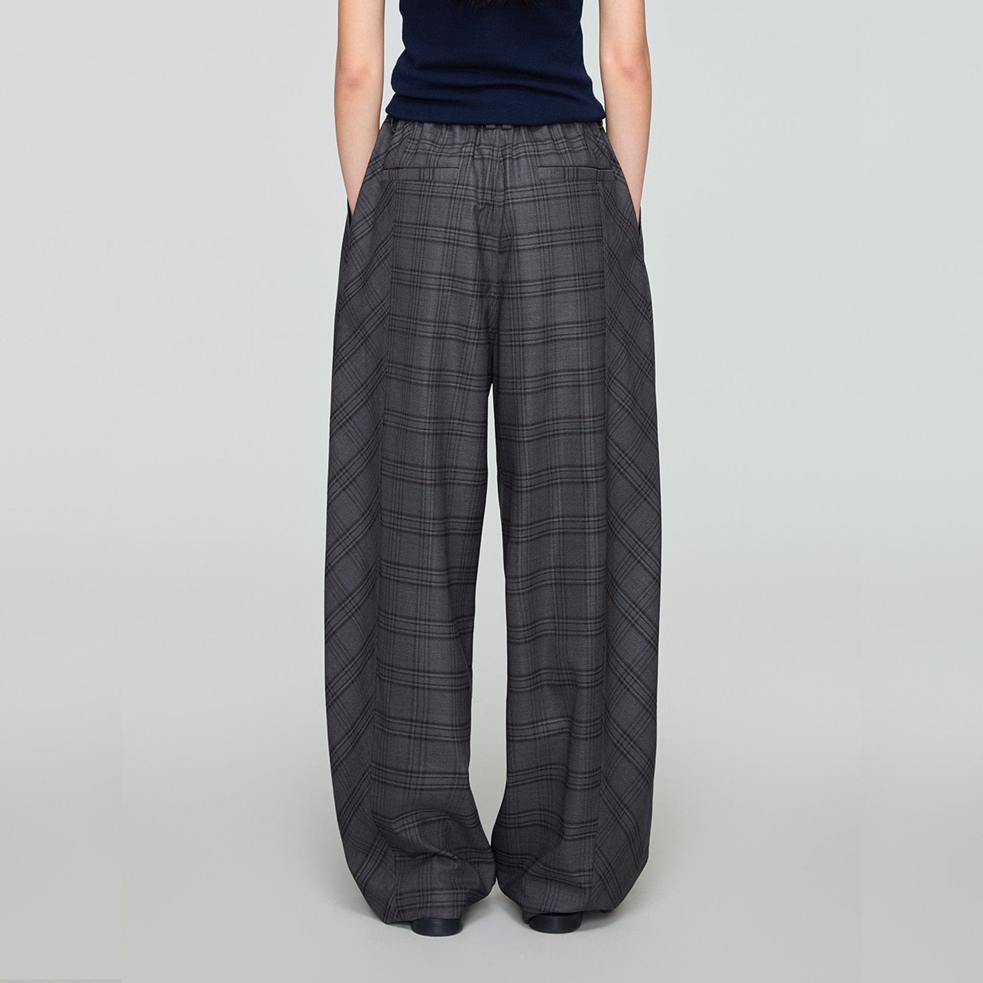 OPICLOTH Retro Paneled Plaid Drawstring Oversized Pants-Pants-XS-Free Shipping Leatheretro