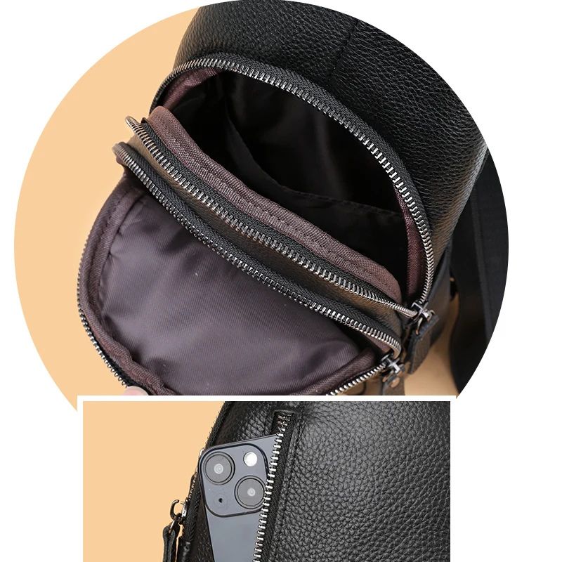 Men’s Genuine Leather Sling Bag – Casual Crossbody Chest Pack-Chest Bags-Classic-Free Shipping Leatheretro