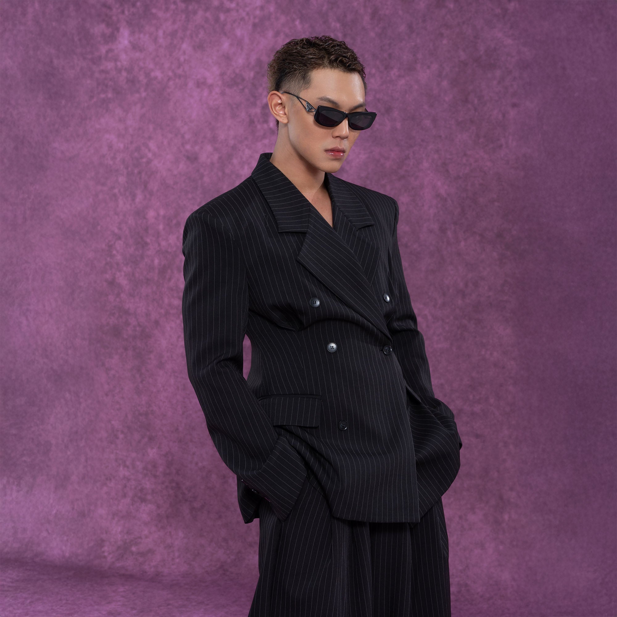 CLP Striped Cinched Waist Sculpted Blazer-Jacket-S-Free Shipping Leatheretro