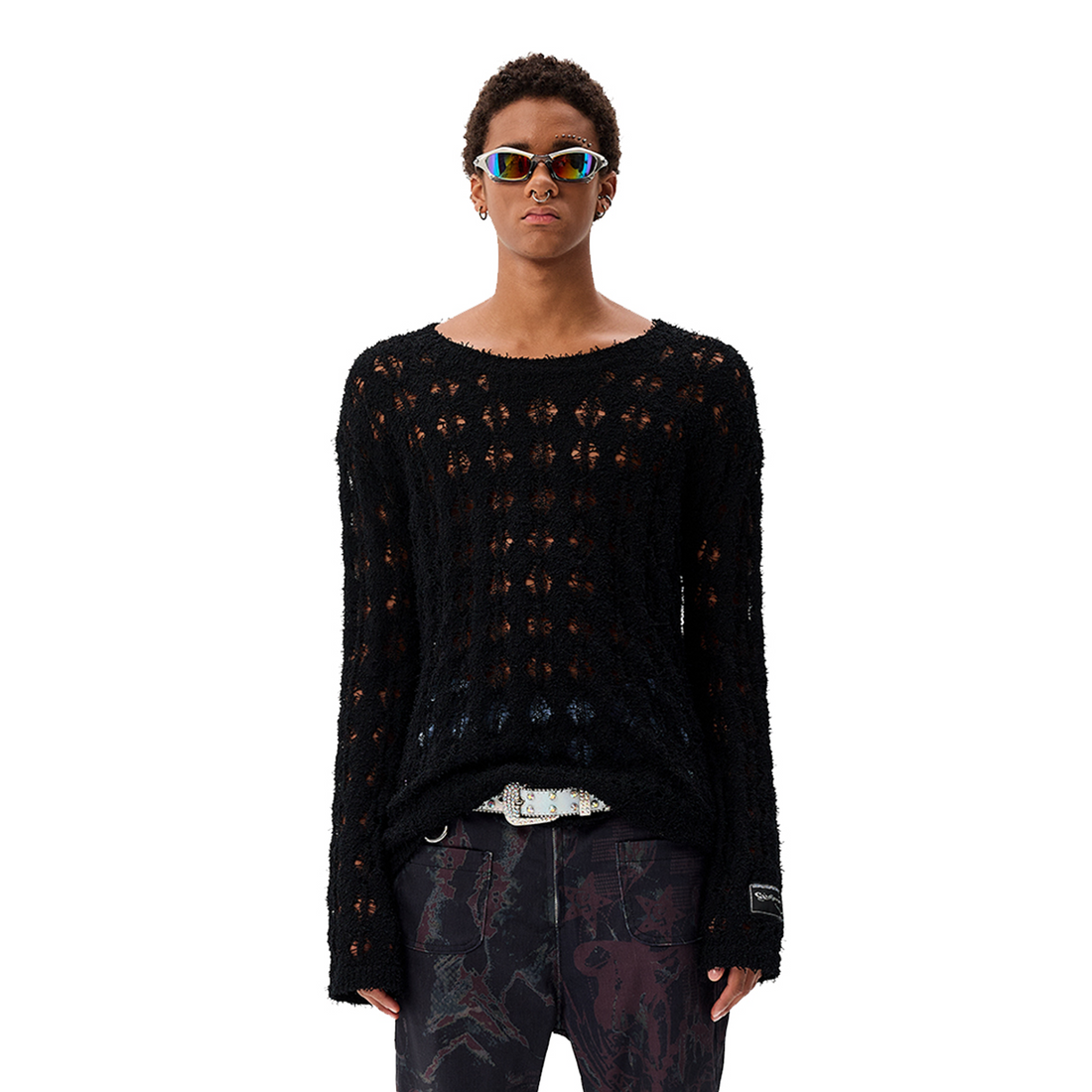 CYCYCY Punk Open-Knit Distressed Sweater-Sweater-S-Black (Preorder)-Free Shipping Leatheretro