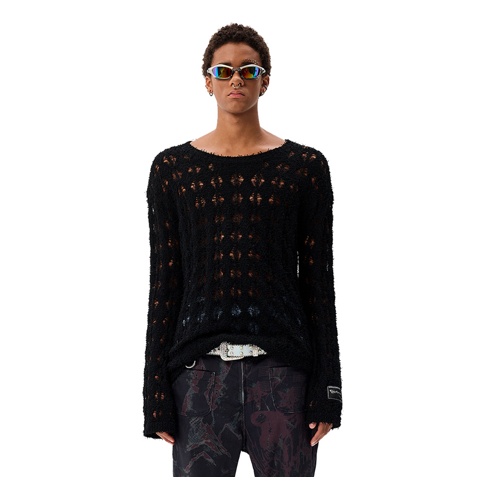 CYCYCY Punk Open-Knit Distressed Sweater-Sweater-S-Black (Preorder)-Free Shipping Leatheretro