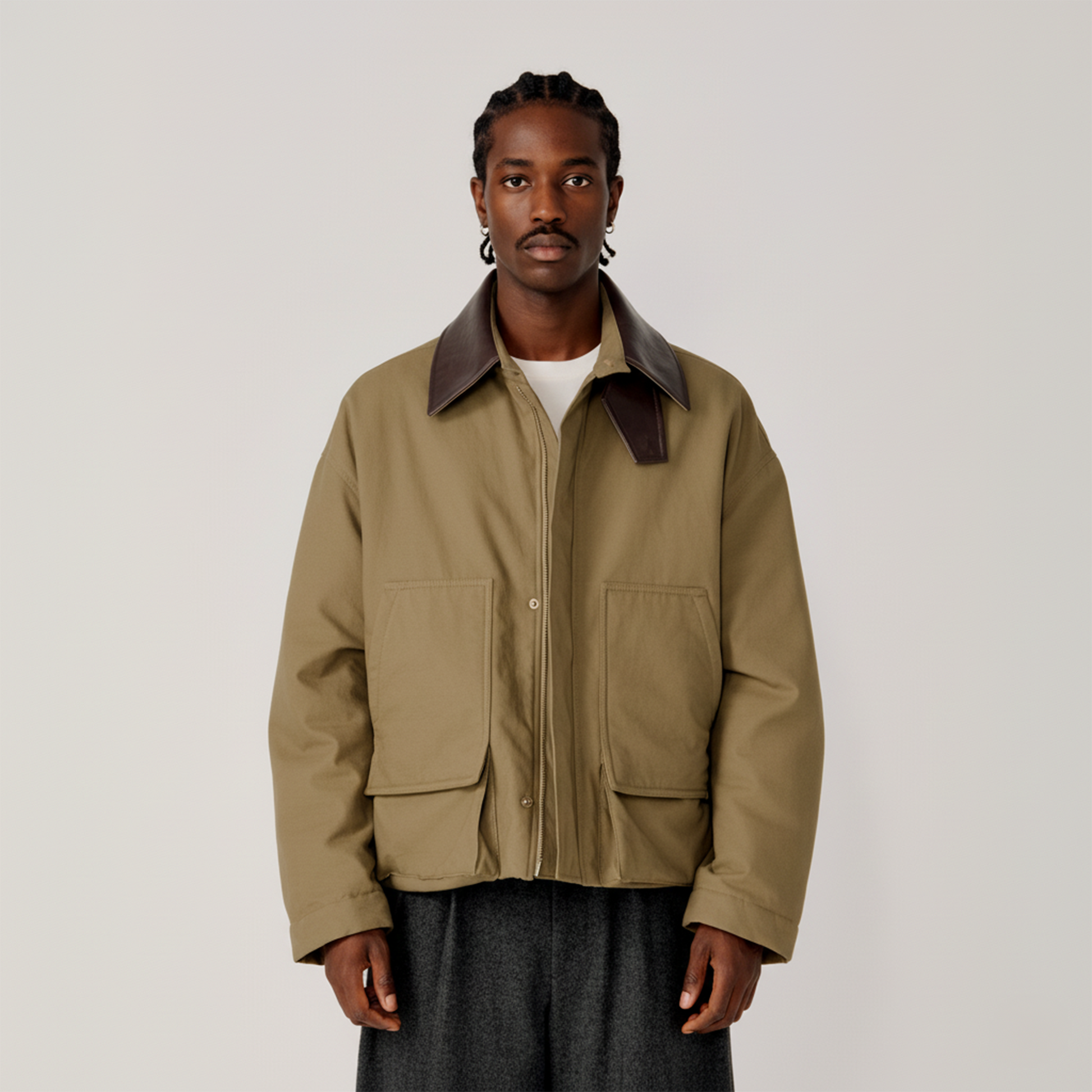 OPICLOTH Faux Leather Collar Windproof Jacket-Jacket-XS-Free Shipping Leatheretro