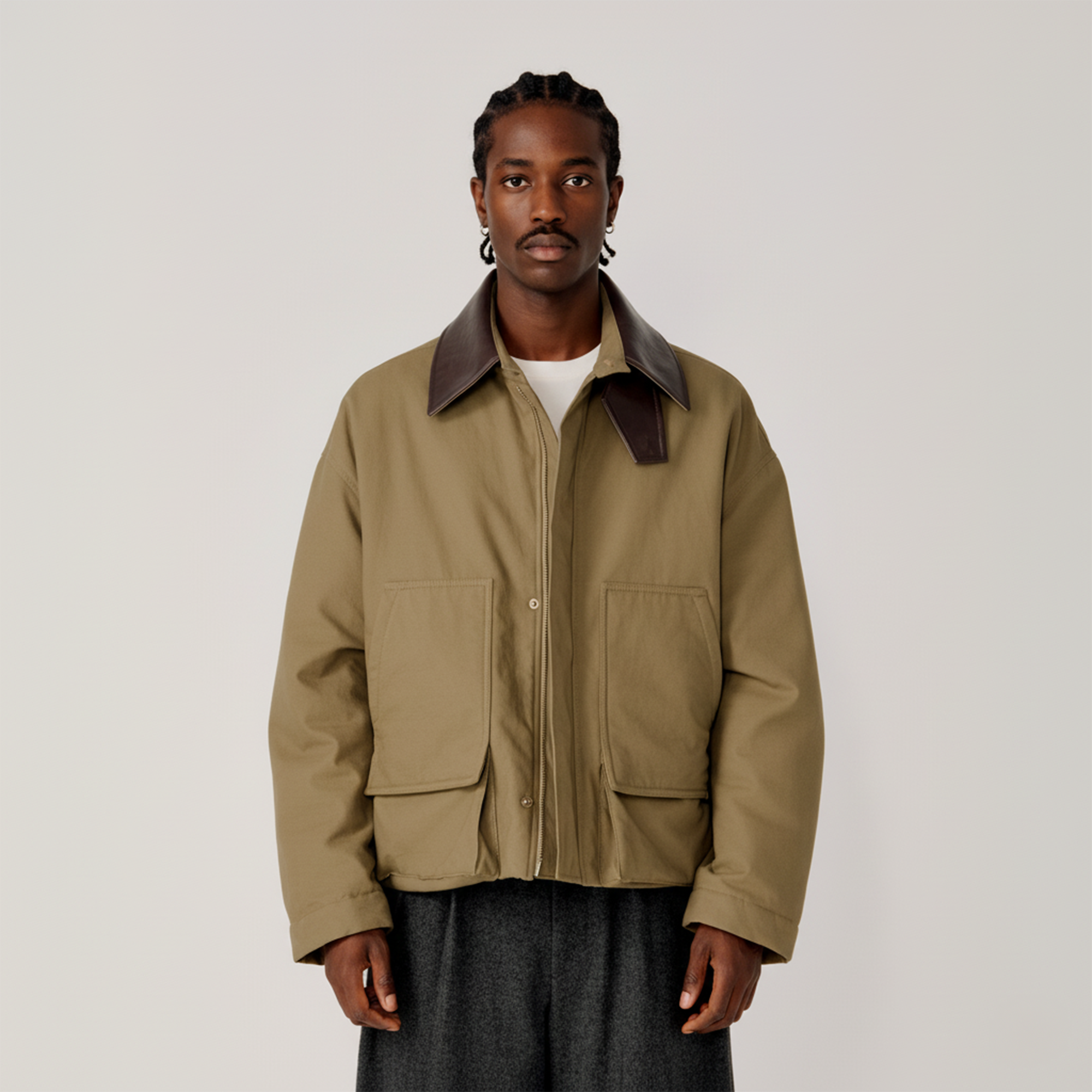 OPICLOTH Faux Leather Collar Windproof Jacket-Jacket-XS-Free Shipping Leatheretro