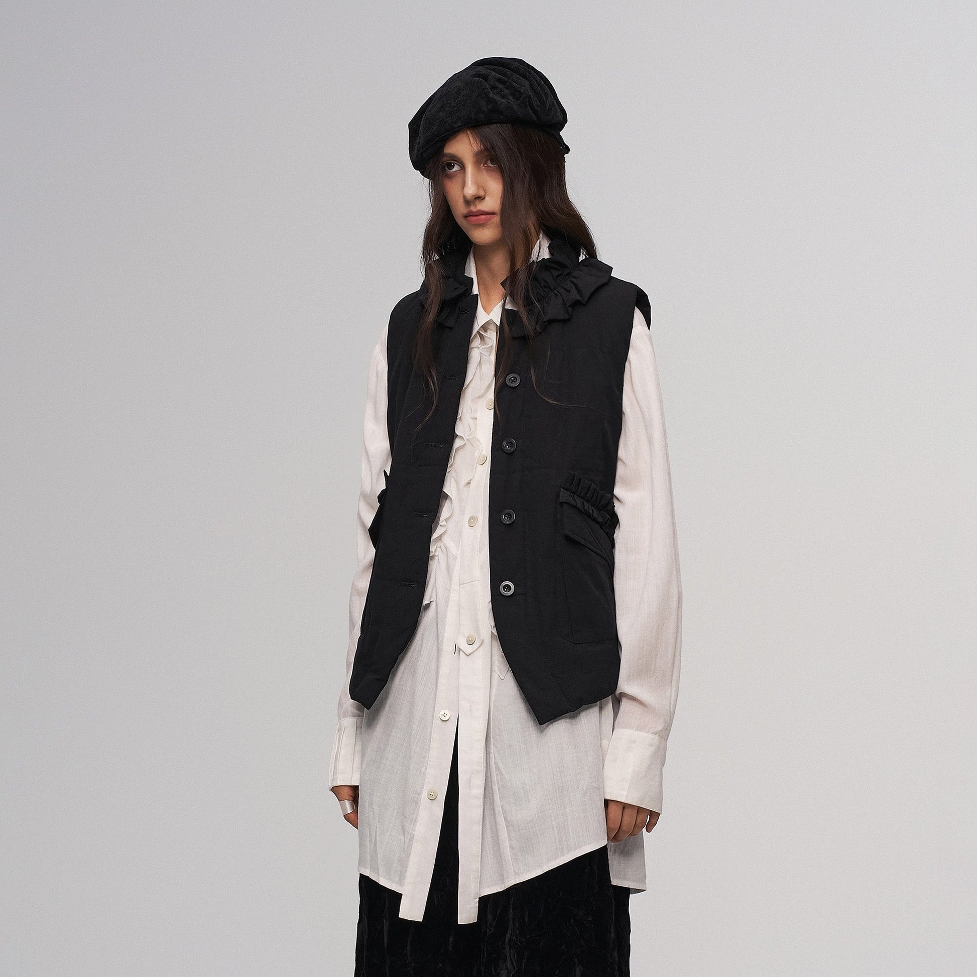 ILNya Nieternite Nifutur Sheer Ruffle Front Long Shirt-Jacket-S (0)(Preorder)-Free Shipping Leatheretro