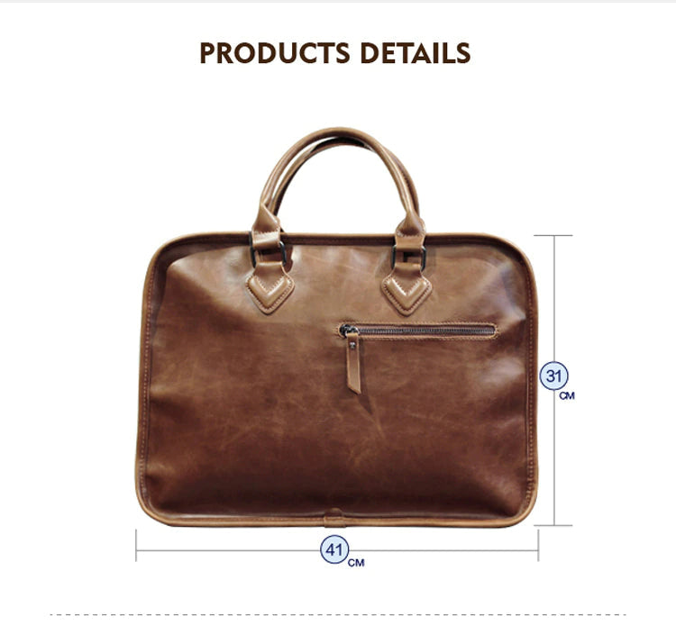 Men's Vintage Leather Briefcase Shoulder Bag-Briefcase-Brown-Free Shipping Leatheretro