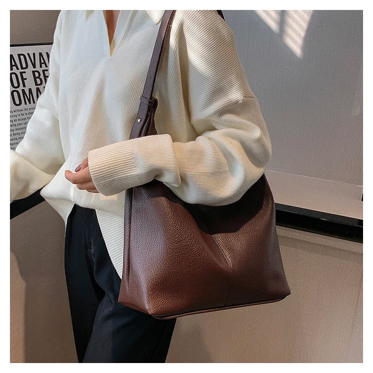 New Style Fashionable Zipper Shoulder Bags for Women-Handbags-Brown-Free Shipping Leatheretro