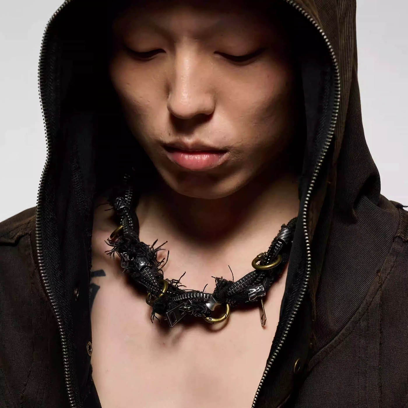 ILLUSORY x FLYERRER Distressed Watcher Necklace-Necklace-One Size (15.7 INCHES - 23.6 INCHES)-Free Shipping Leatheretro