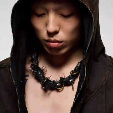 ILLUSORY x FLYERRER Distressed Watcher Necklace-Necklace-One Size (15.7 INCHES - 23.6 INCHES)-Free Shipping Leatheretro