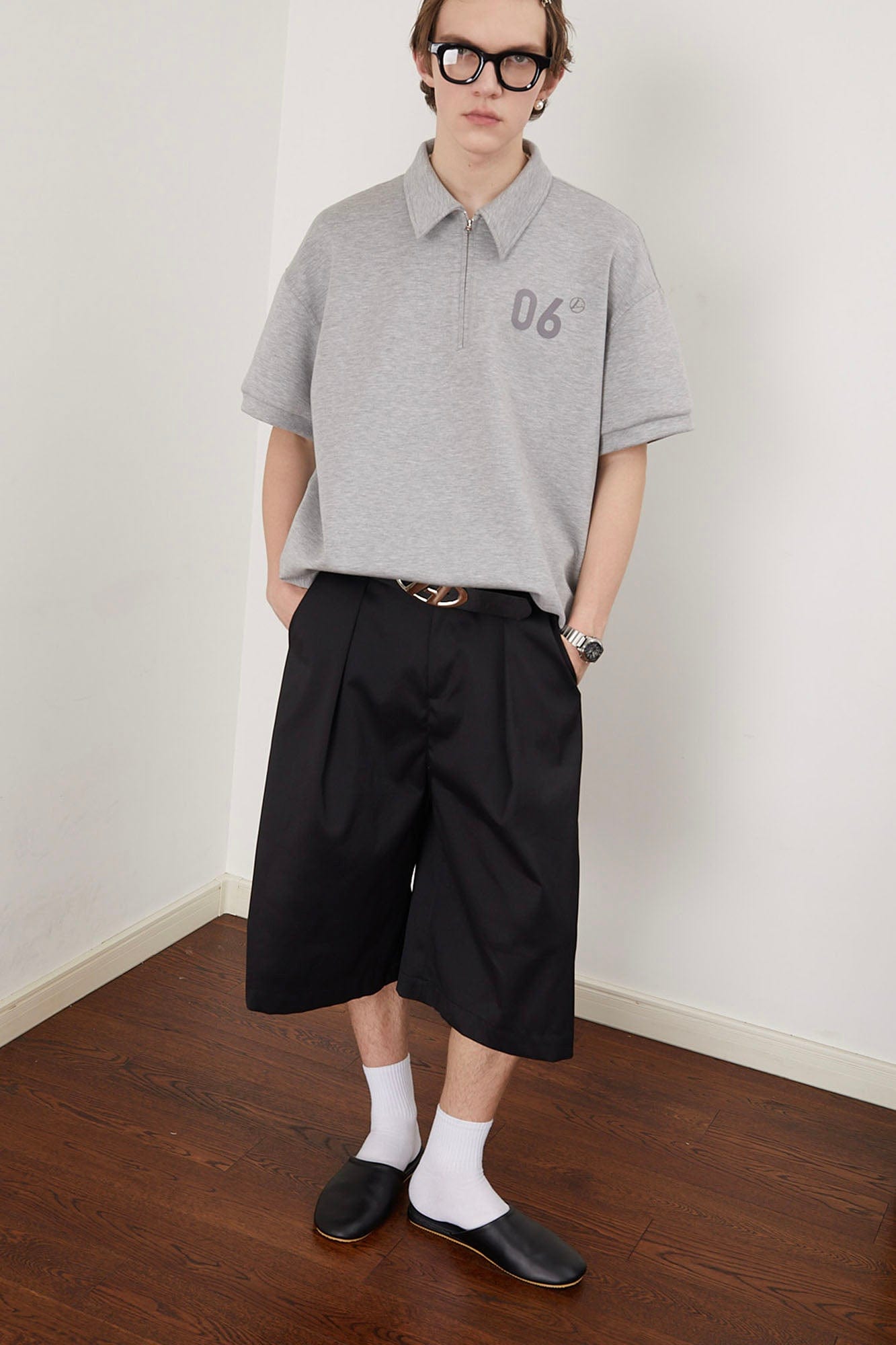 ASSEEN Pleated Wide-Leg Bermuda Shorts-Shorts-S-Free Shipping Leatheretro