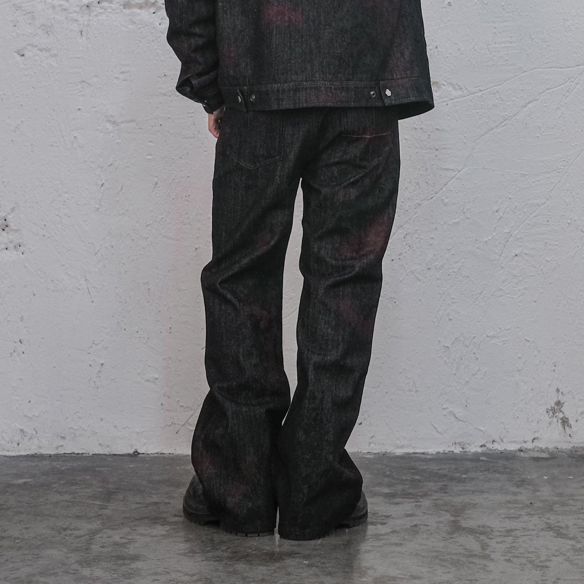UNDERWATER Bloodstained Raw Flared Denim Pants-Jeans-S-Free Shipping Leatheretro