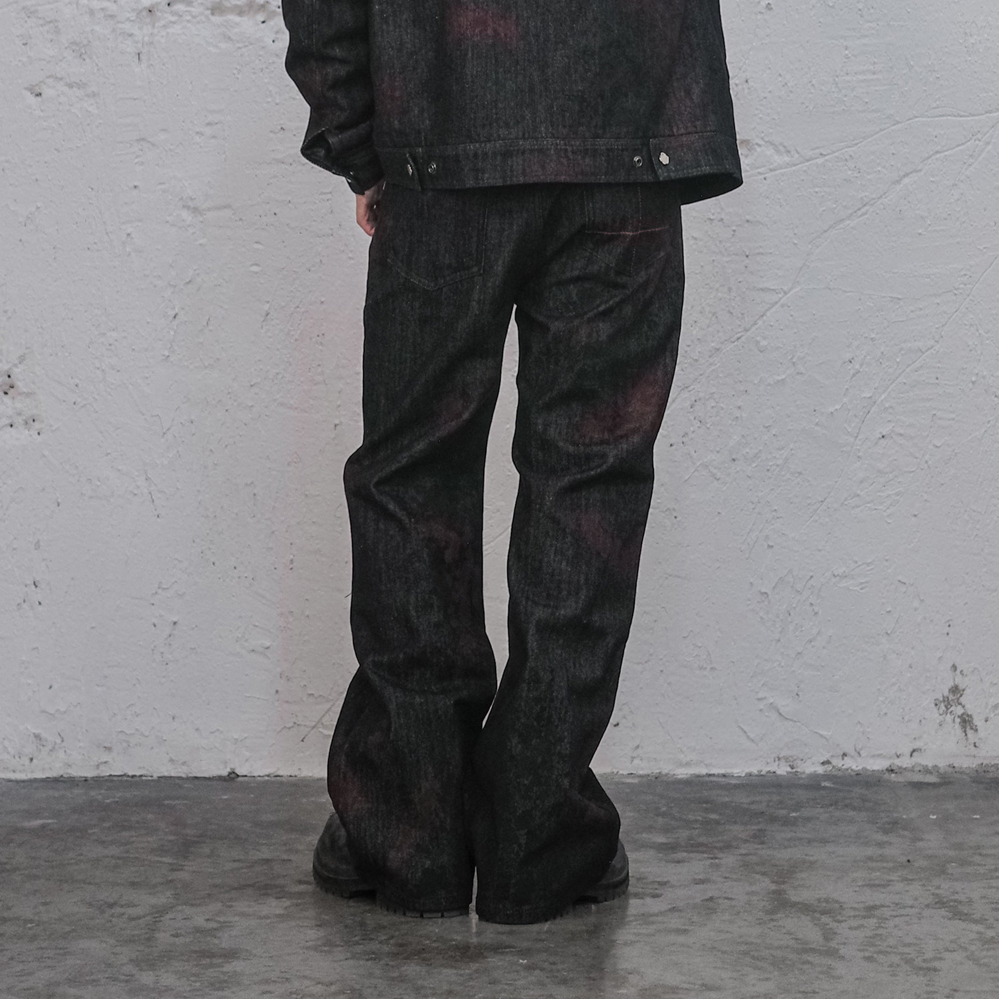 UNDERWATER Bloodstained Raw Flared Denim Pants-Jeans-S-Free Shipping Leatheretro