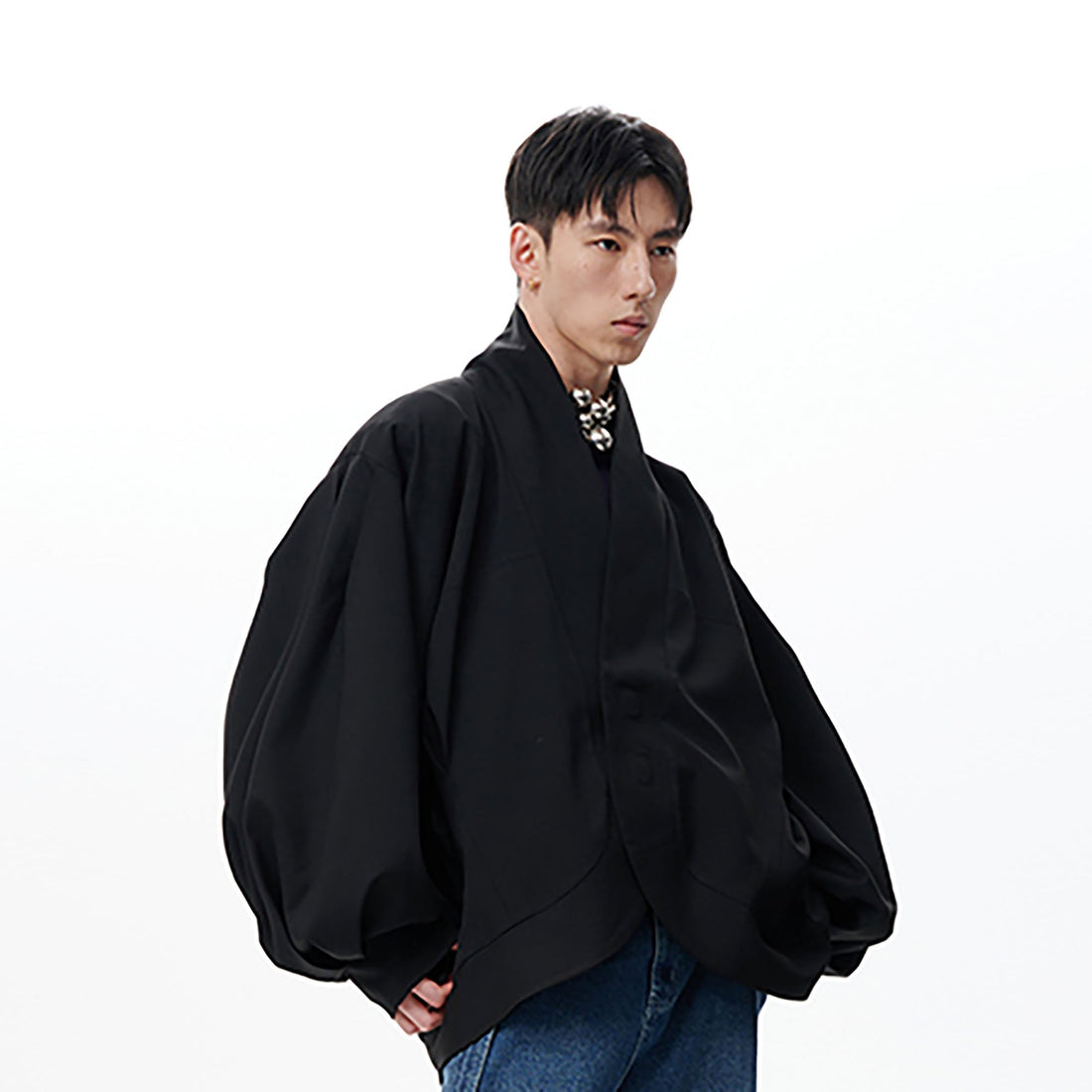 TUIMU Structured Lantern Sleeve Oversized Jacket-Jacket-S-Free Shipping Leatheretro