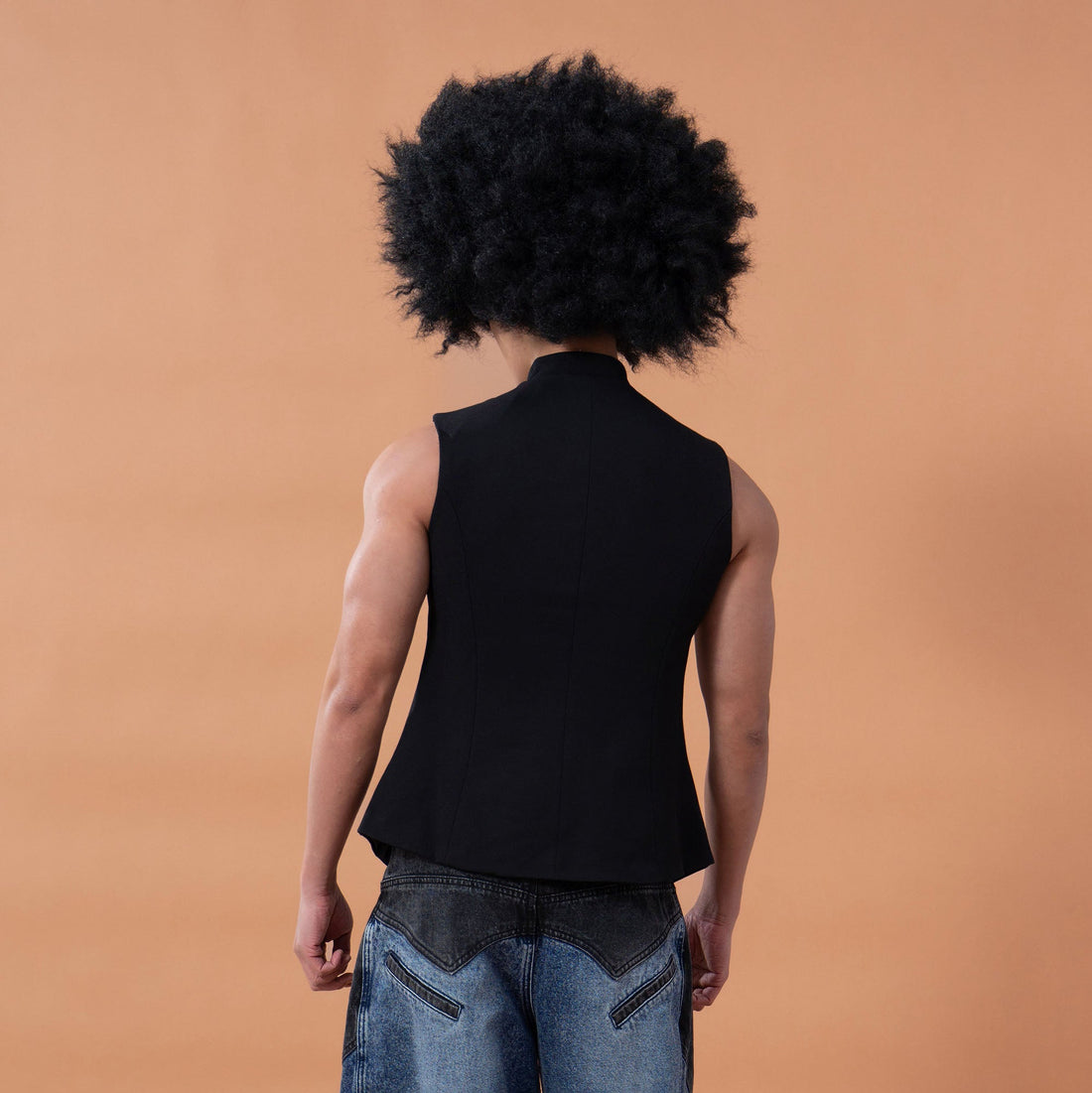 CLP Mandarin-Collar Curved-Placket Button Vest-Vest-S (Preorder)-Free Shipping Leatheretro