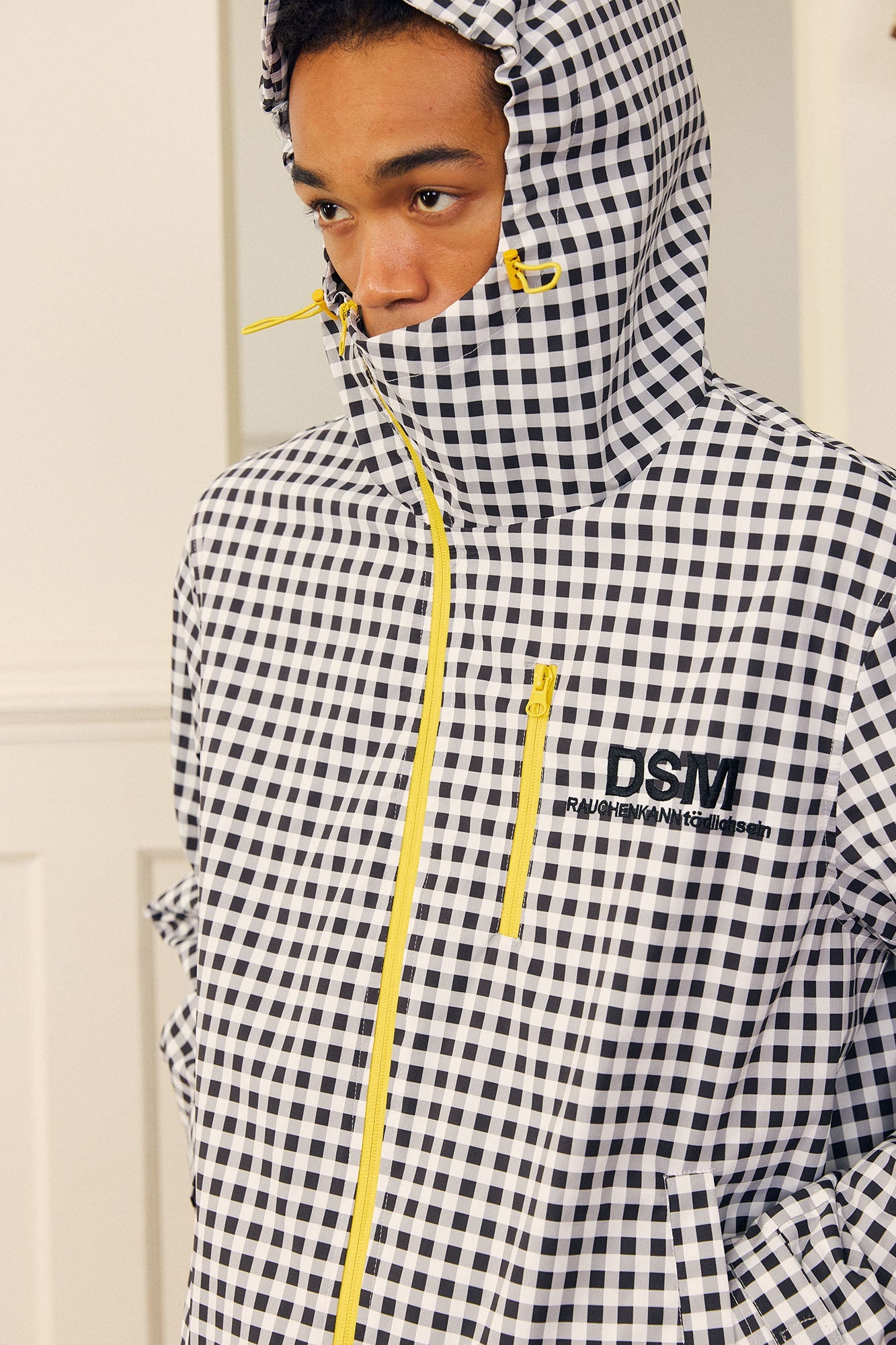 DONSMOKE Diagonal-Zip Check Teflon Windbreaker-Jacket-S-Red-Free Shipping Leatheretro