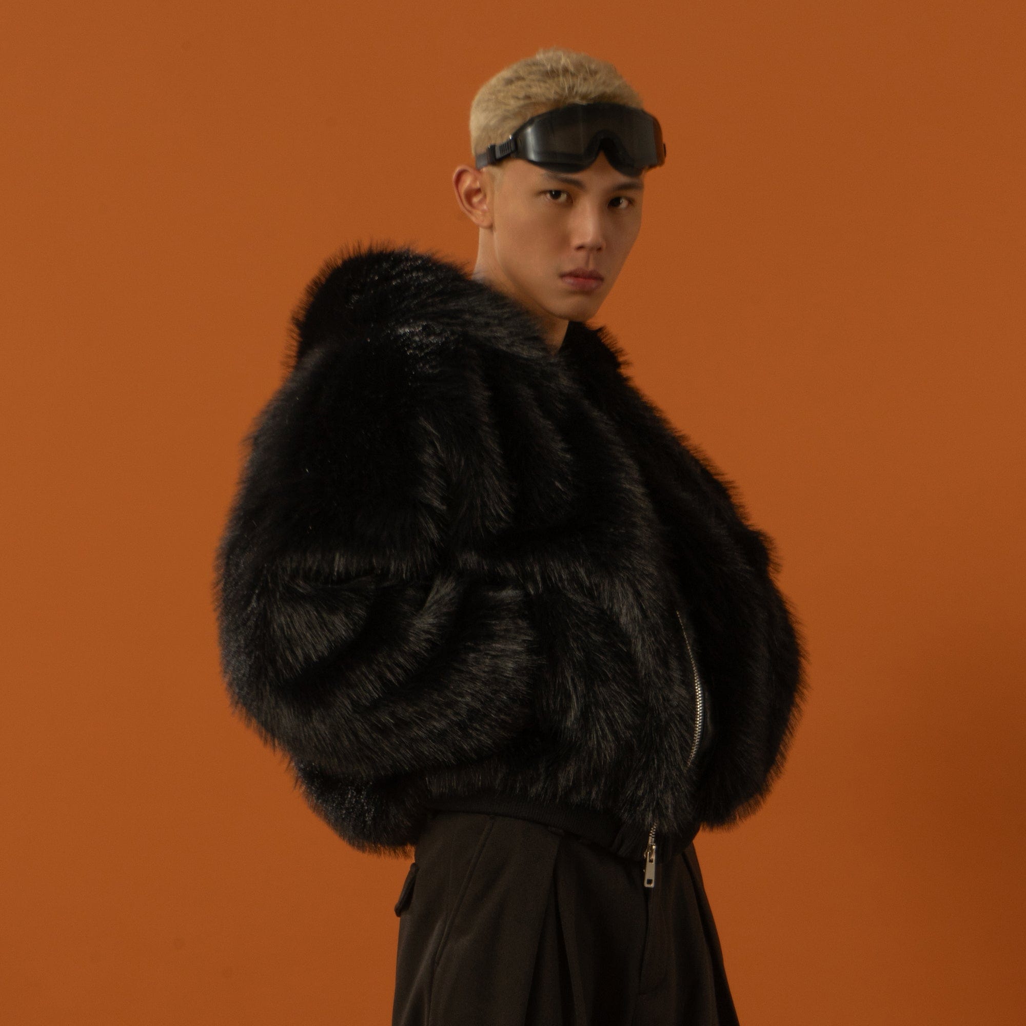 CLP Retro Faux Fur Zip-Up Hooded Jacket-Jacket-S-Black-Free Shipping Leatheretro