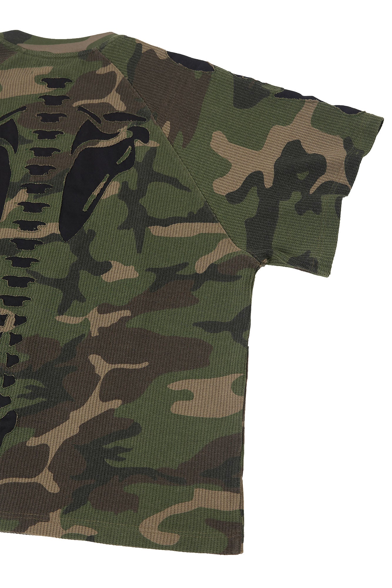RELABEL Camo Detachable Hood Skeleton Graphic Tee-T Shirt-XS (Preorder)-Free Shipping Leatheretro