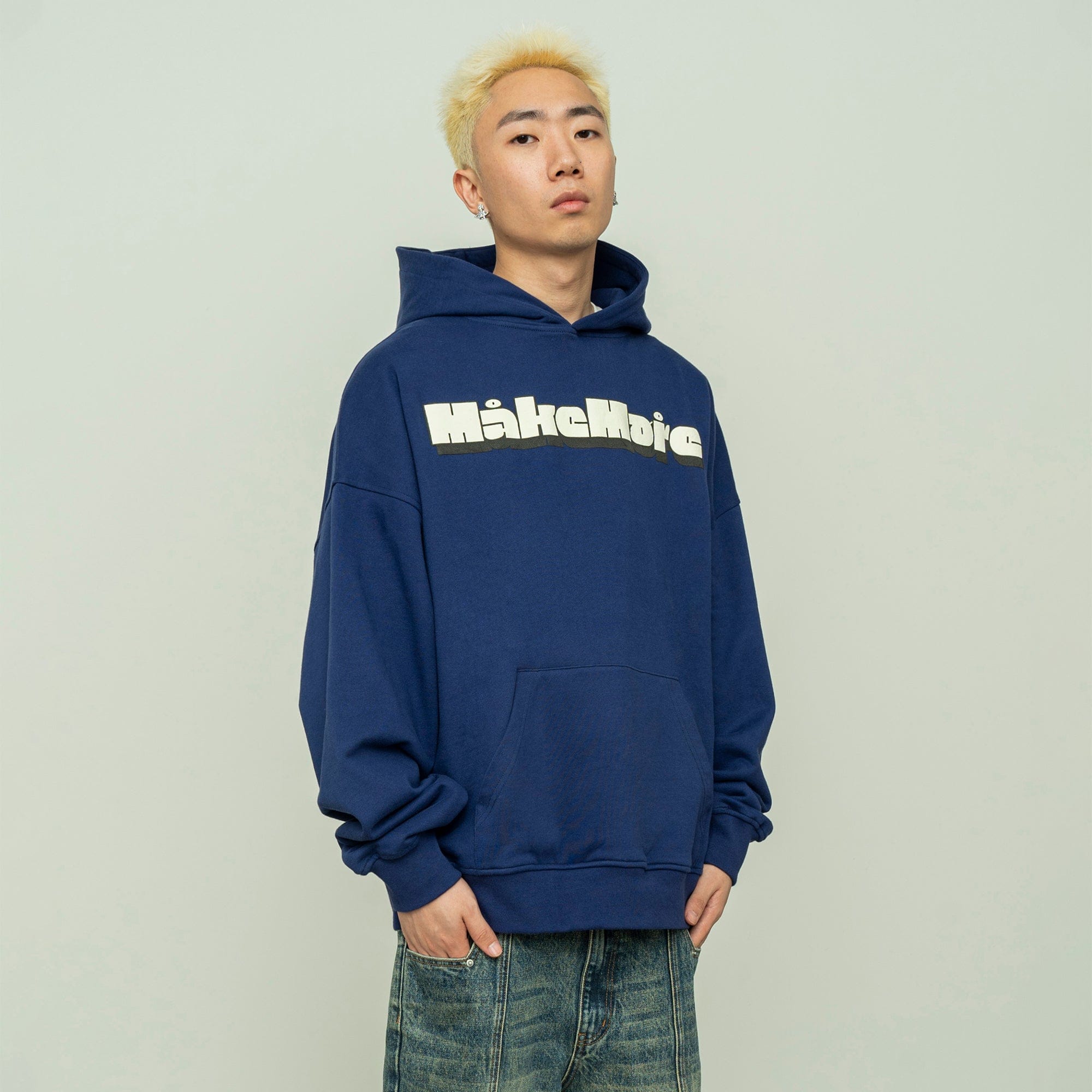 MAKEMORE Comic LOGO Hoodie-Hoodie-S-Blue-Free Shipping Leatheretro