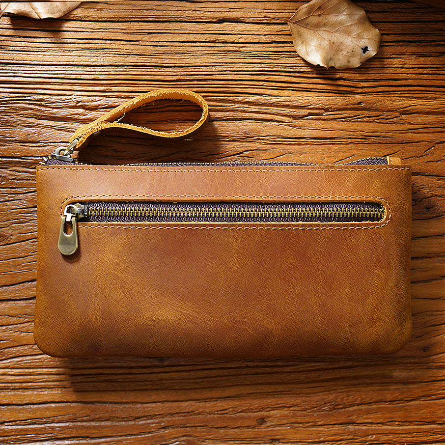 Retro Crazy Horse Leather Pencil Case - Creative Portable Hand Grip Buggy Bag-Pencil Case-Brown-Free Shipping Leatheretro