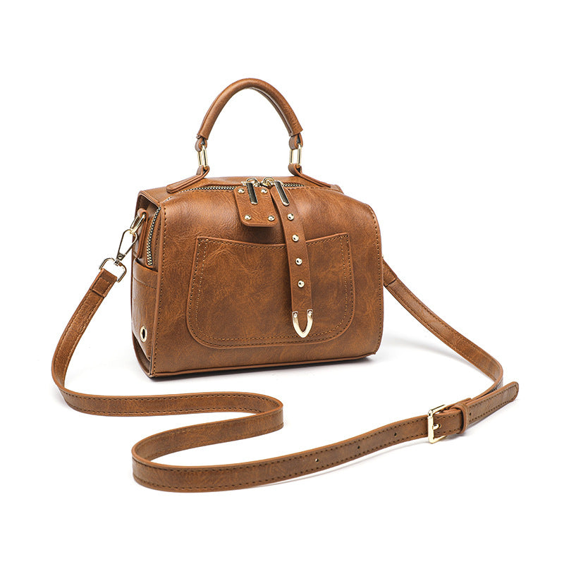 Women's Retro Shoulder Bag - Vintage Leather Crossbody Handbag-Crossbody Bag-Black-Free Shipping Leatheretro
