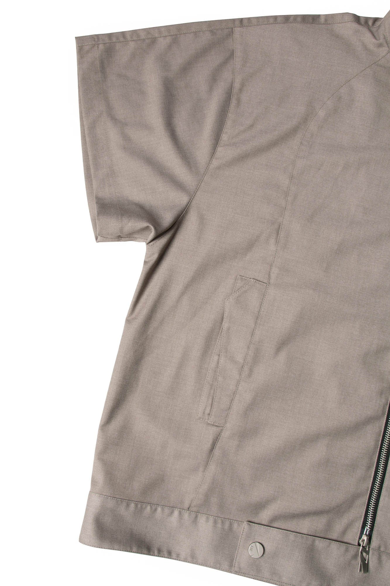 RELABEL Utility Stand Collar Half-Sleeve Jacket-Jacket-XS-Gray-Free Shipping Leatheretro