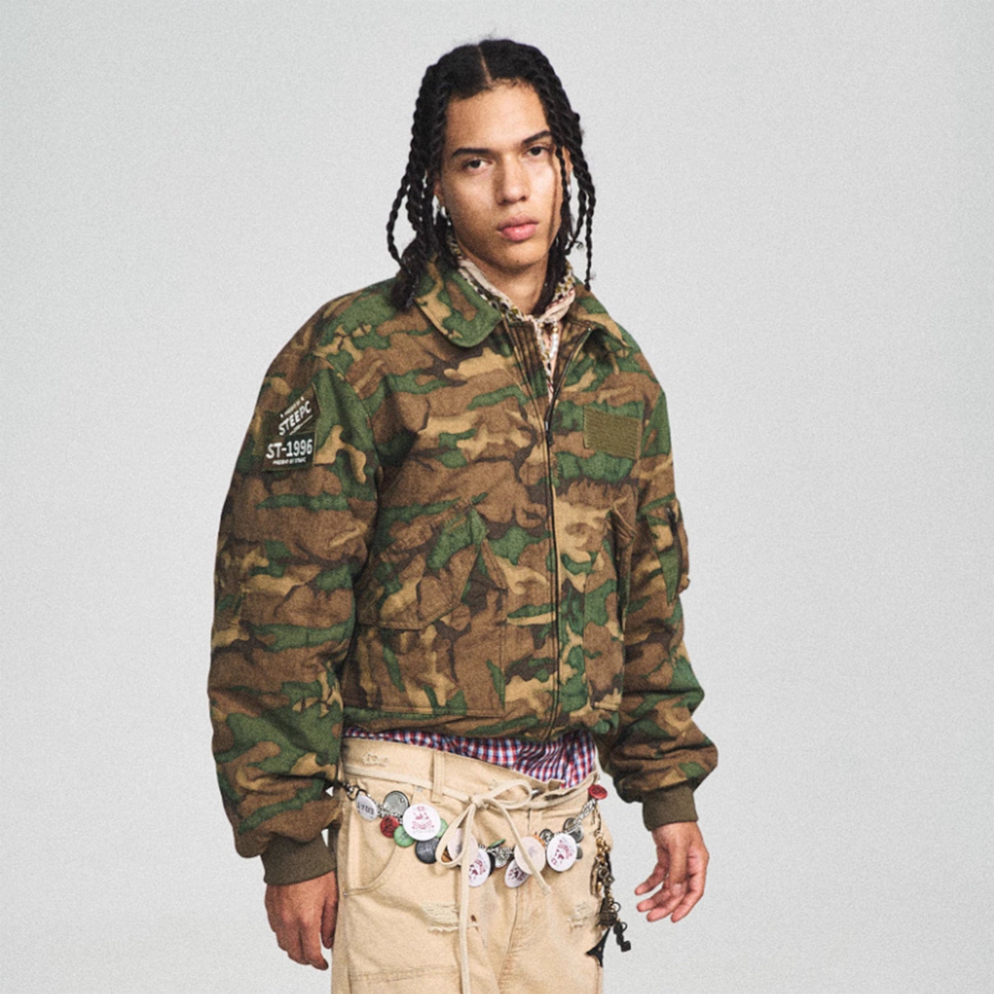 STEEPC Camo MA2 Multi-Pocket Patchwork Reversible Jacket-Jacket-S-Green-Free Shipping Leatheretro