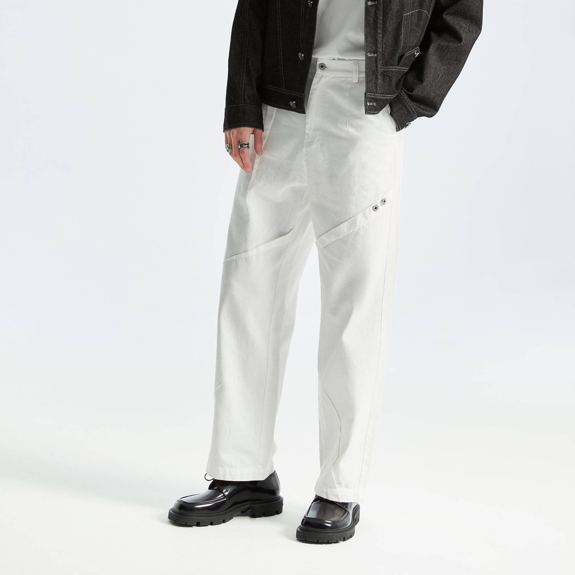 ORGANIC EMOTION Deconstructed Washed Jeans-Jeans-XS-White-Free Shipping Leatheretro