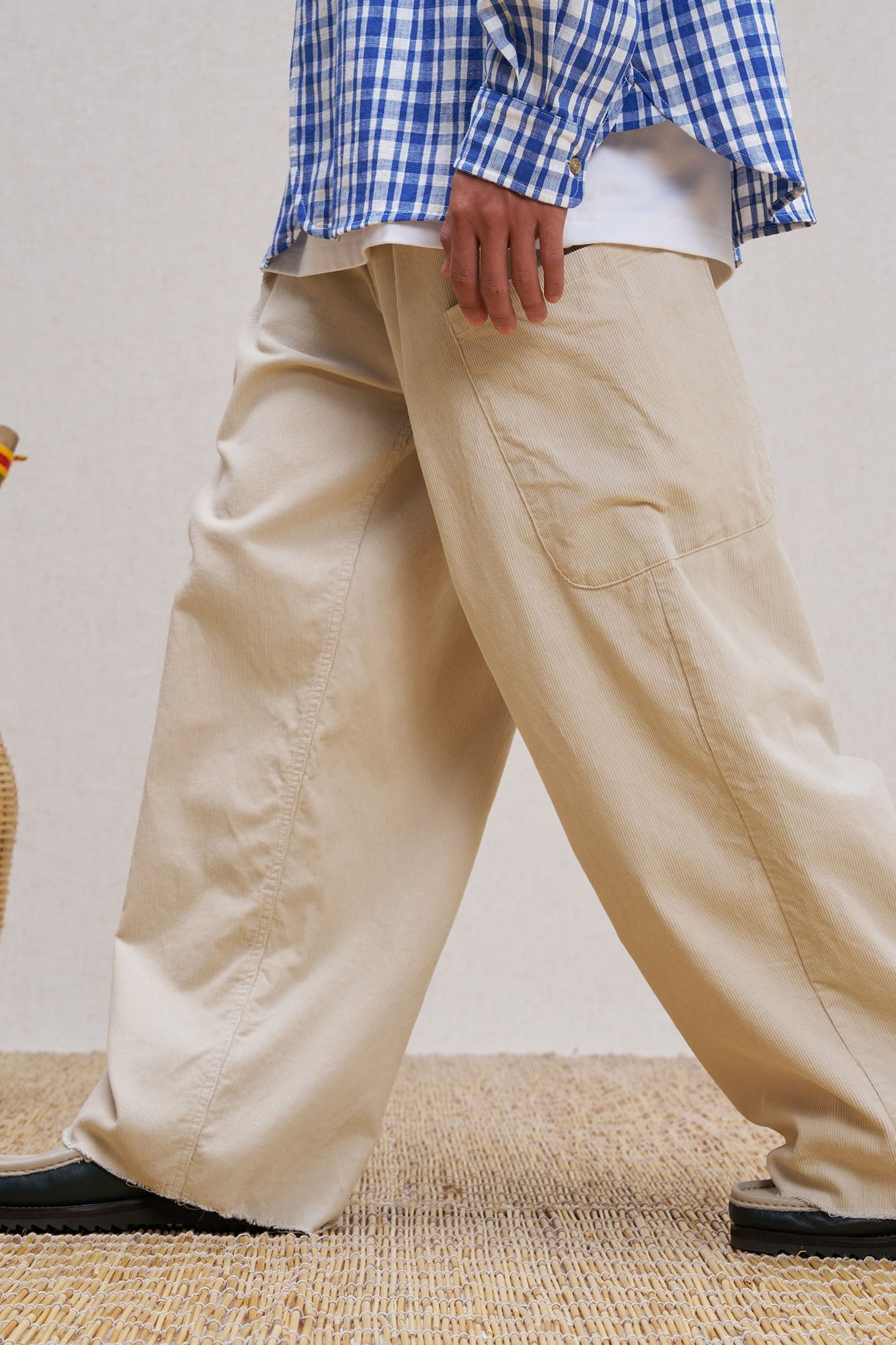 UNLIMITED MOTE Corduroy Pleated Baggy Pants-Pants-S-Beige-Free Shipping Leatheretro