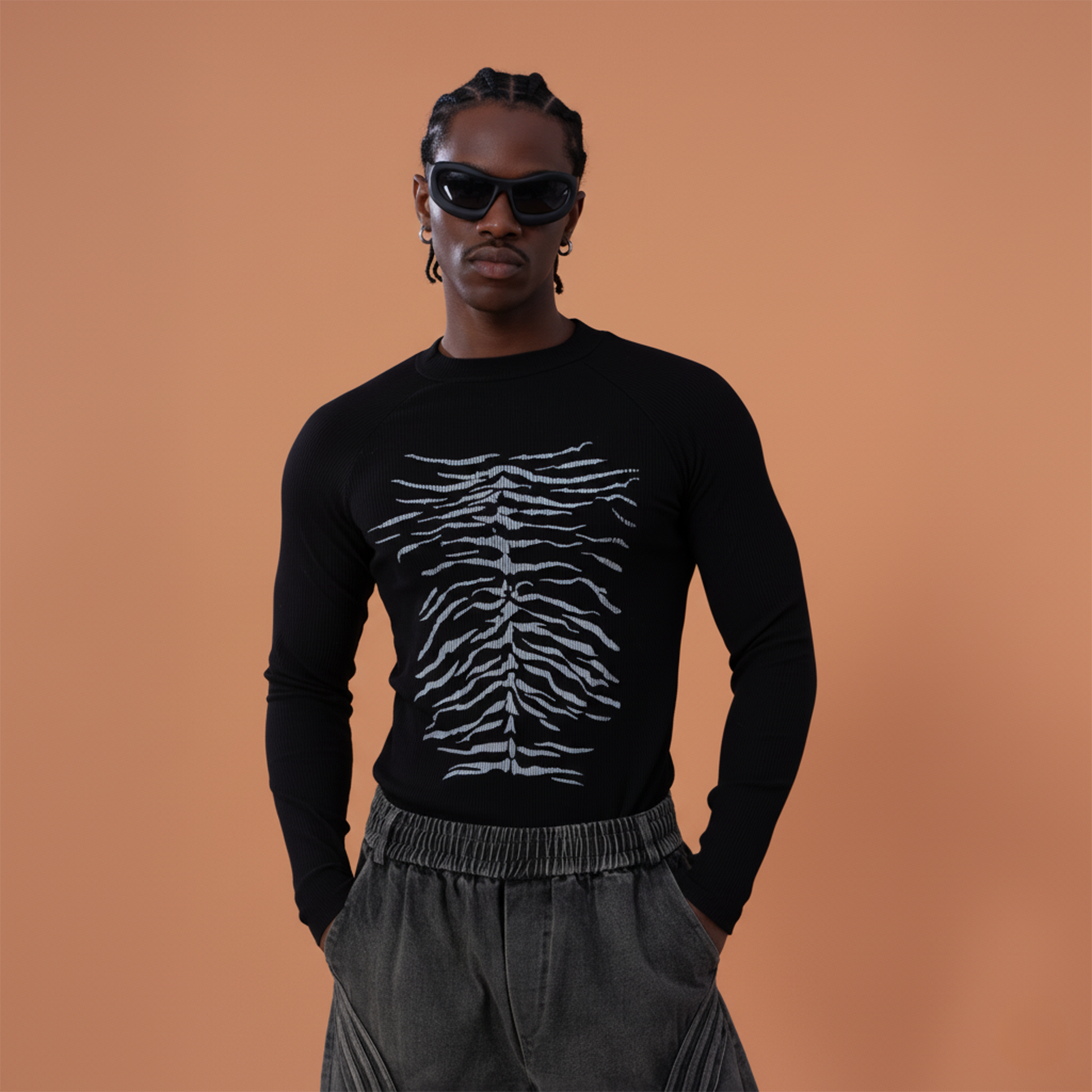 CLP Ribcage Graphic Fitted Long Sleeve Tee-L/S Tee-M-Free Shipping Leatheretro