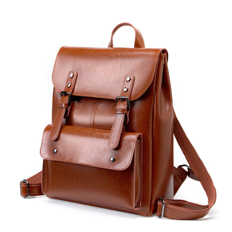 Women Retro Design Luxury Leather Backpack - Casual Portable Travel Bag-Backpacks-Black-Free Shipping Leatheretro