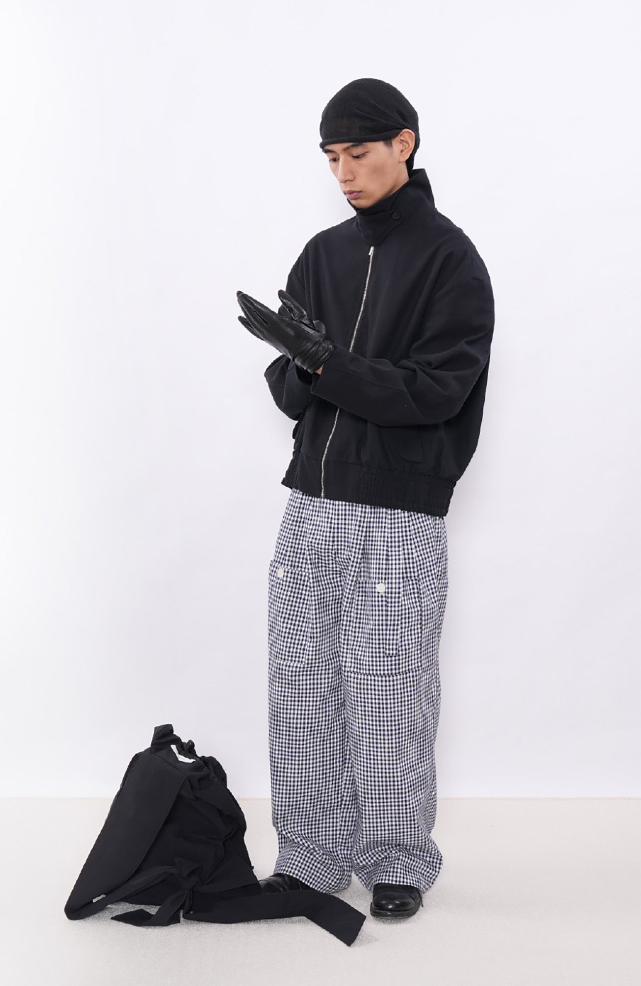 7440 37 1 Check Double-Pleat Wide-Leg Pants-Pants-S (Preorder)-Free Shipping Leatheretro