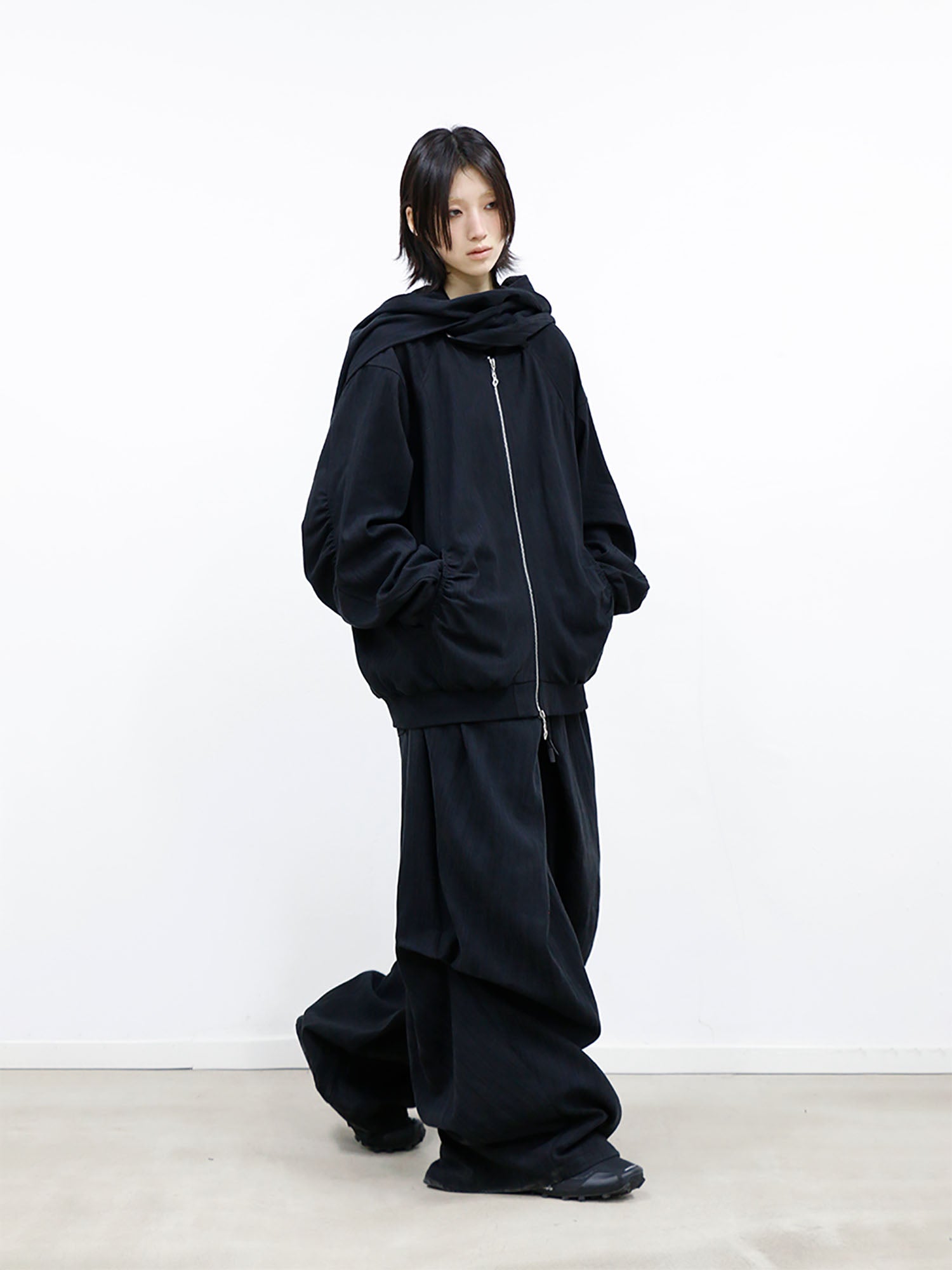 RELABEL Detachable Hood Crinkled Oversized Jacket Black-Jacket-XS-Free Shipping Leatheretro