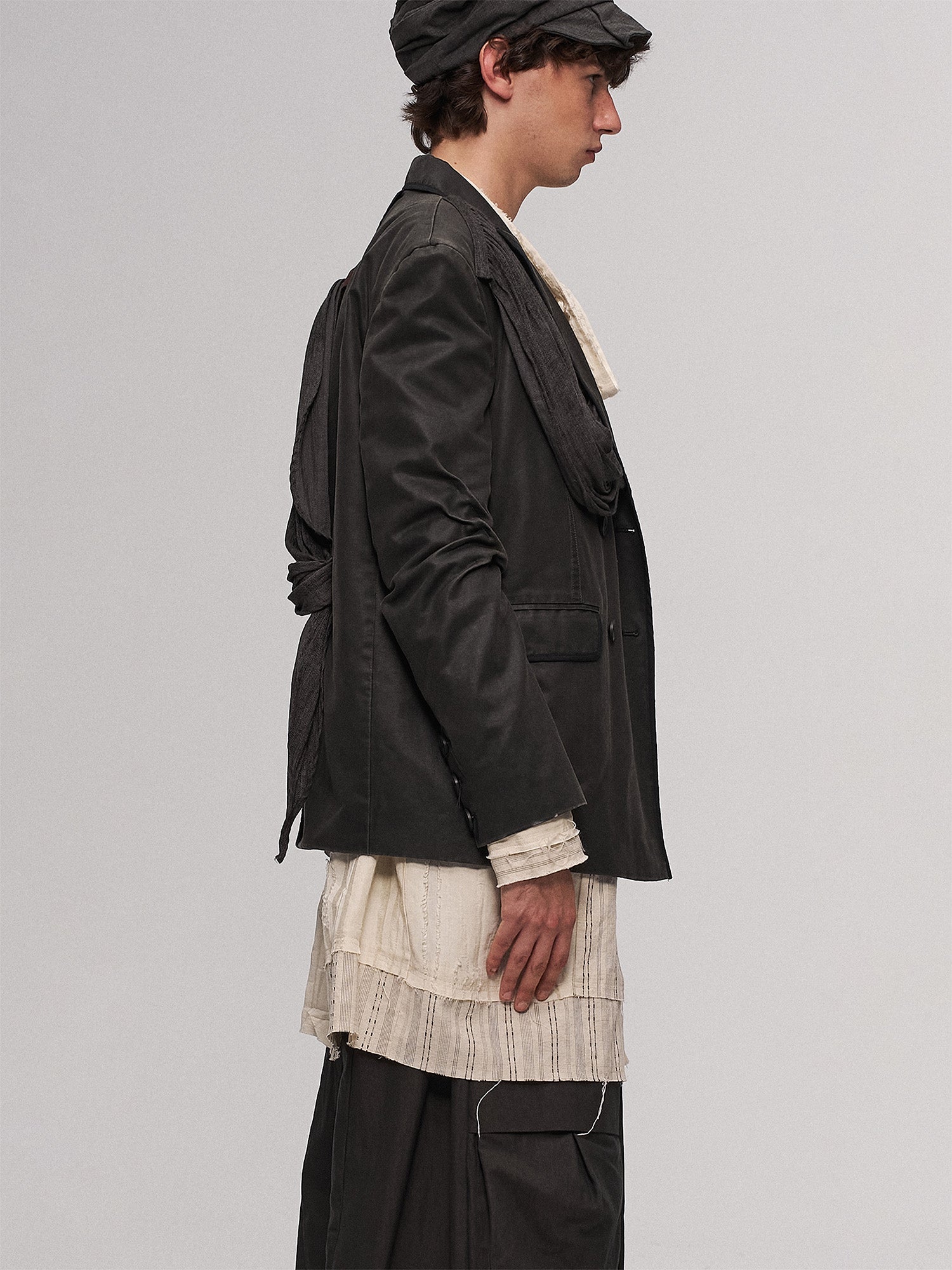 ILNya Nieternite Nifutur Crinkled Strap-Draped Panel Blazer-Jacket-S (0)(Preorder)-Free Shipping Leatheretro