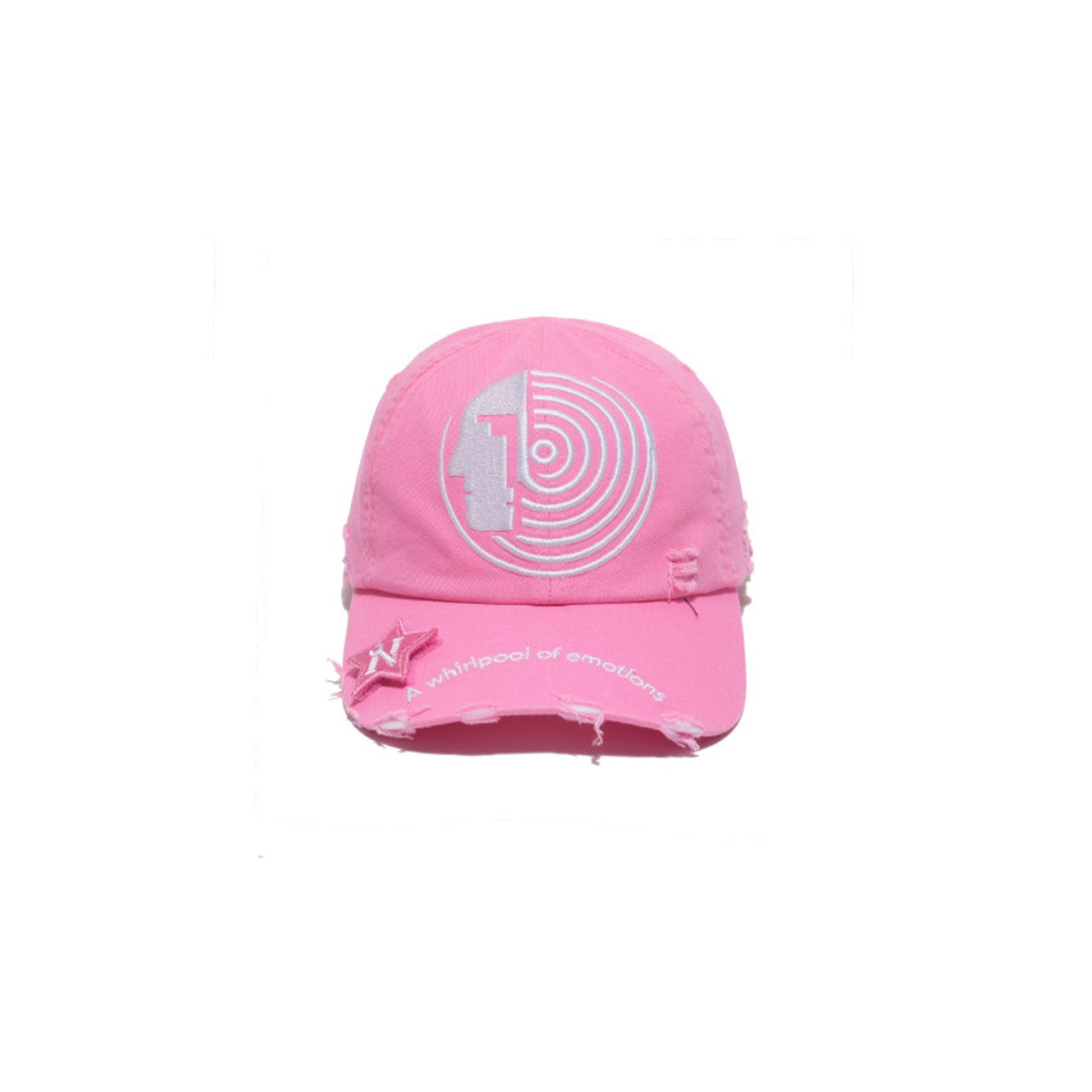 NOTHINGNESS WORLD Distressed Embroidered LOGO Dad Cap-Hat, Cap, Beanie-One Size-Pink-Free Shipping Leatheretro