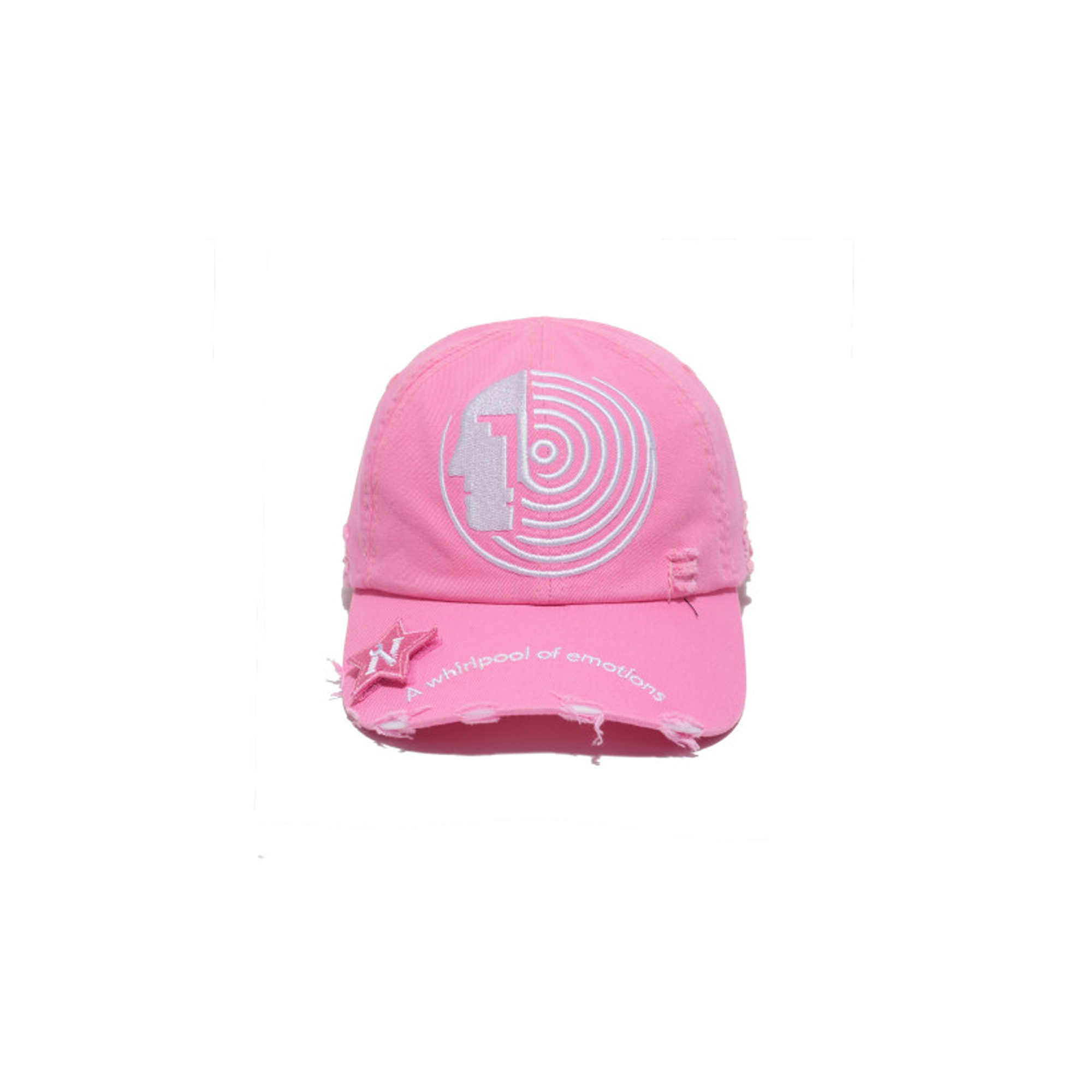 NOTHINGNESS WORLD Distressed Embroidered LOGO Dad Cap-Hat, Cap, Beanie-One Size-Pink-Free Shipping Leatheretro