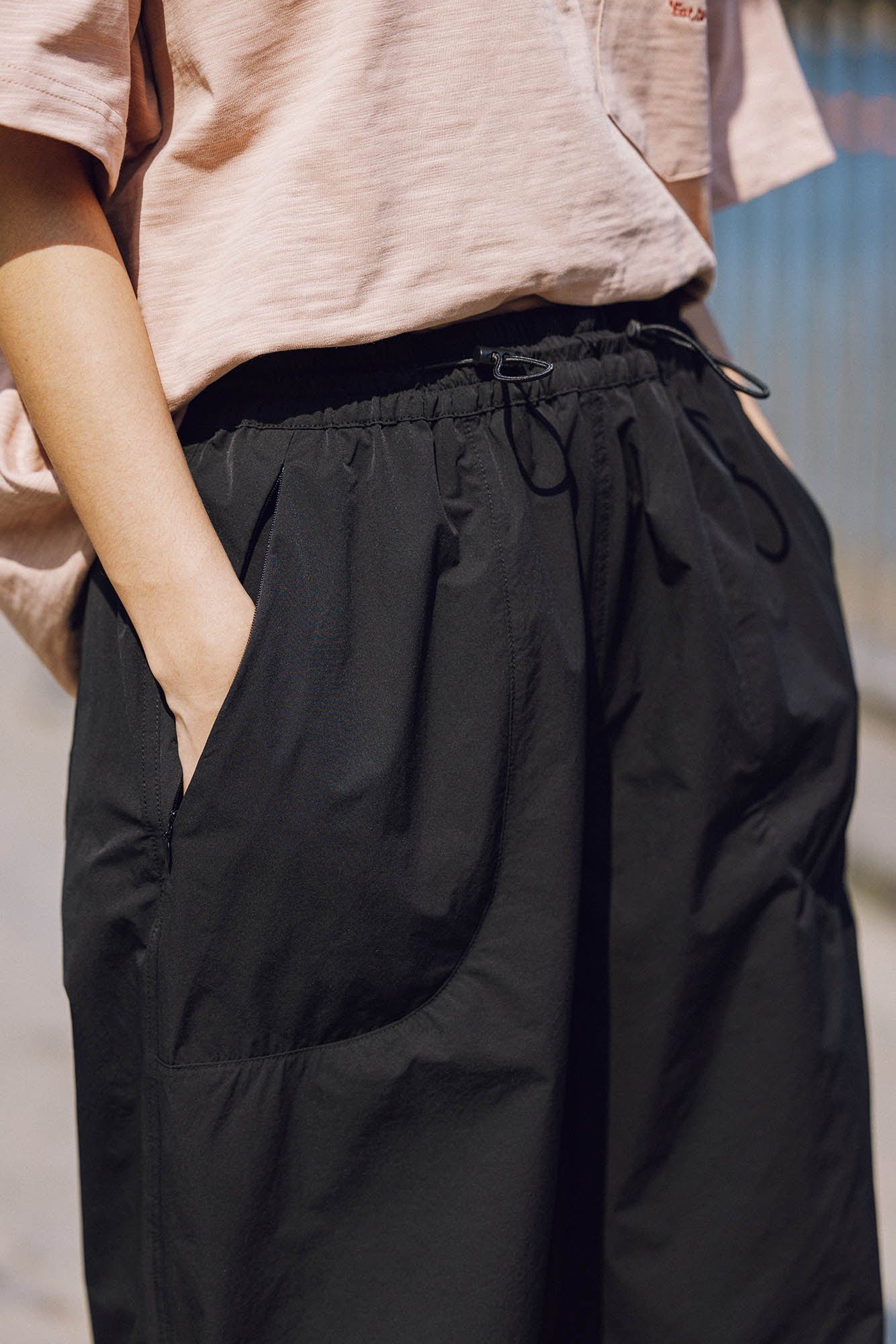 BANANA CLUB Quick-Dry Drawstring Crinkled Parachute Pants-Pants-S-White-Free Shipping Leatheretro