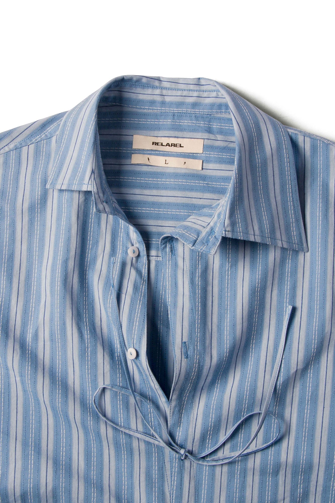 RELABEL Stripe Button-Up Oversized Shirt Blue-Shirt-XS-Free Shipping Leatheretro