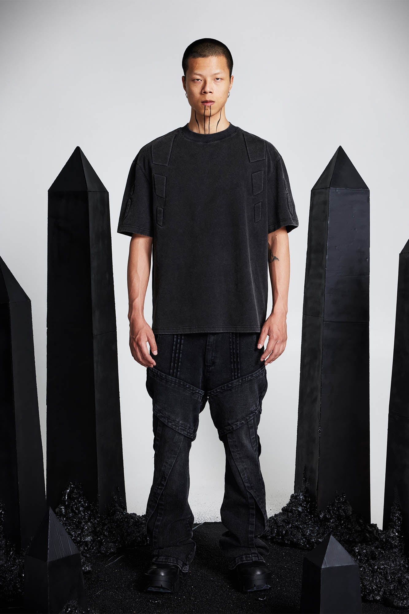 SSIN7 Armored Padded-Panel Washed T-Shirt-T Shirt-S-Free Shipping Leatheretro
