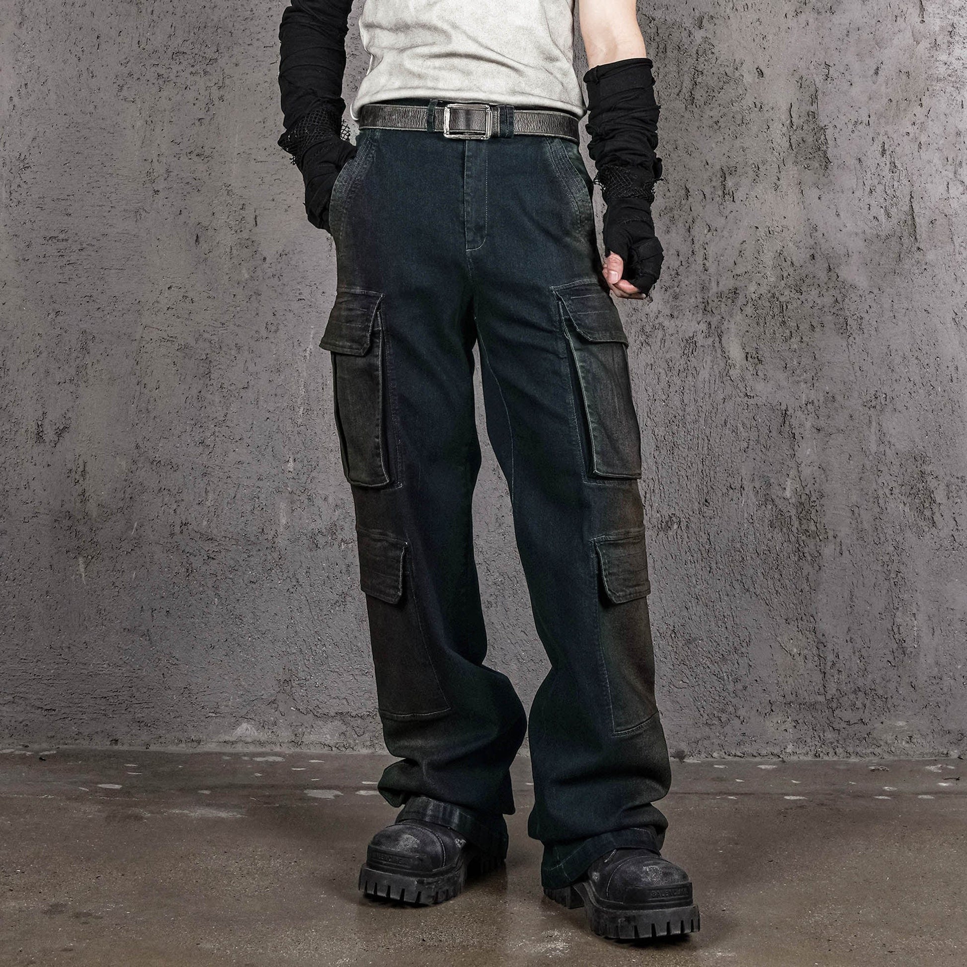 UNDERWATER Multi Pockets Gradient Jeans-Jeans-S-Free Shipping Leatheretro