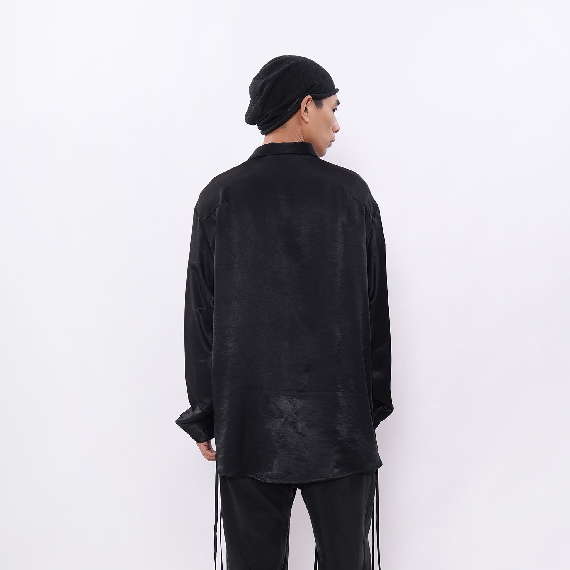 7440 37 1 Satin-Sheen Side-Drawstring Zip Shirt-Shirt-S (Preorder)-Free Shipping Leatheretro