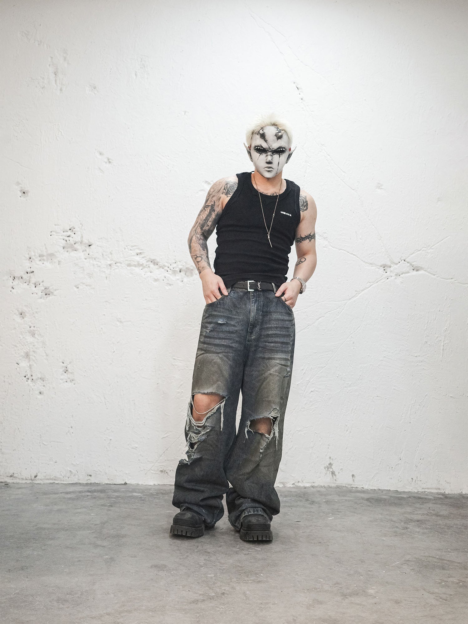 UNDERWATER Muddy Ripped Baggy Jeans-Jeans-S-Free Shipping Leatheretro