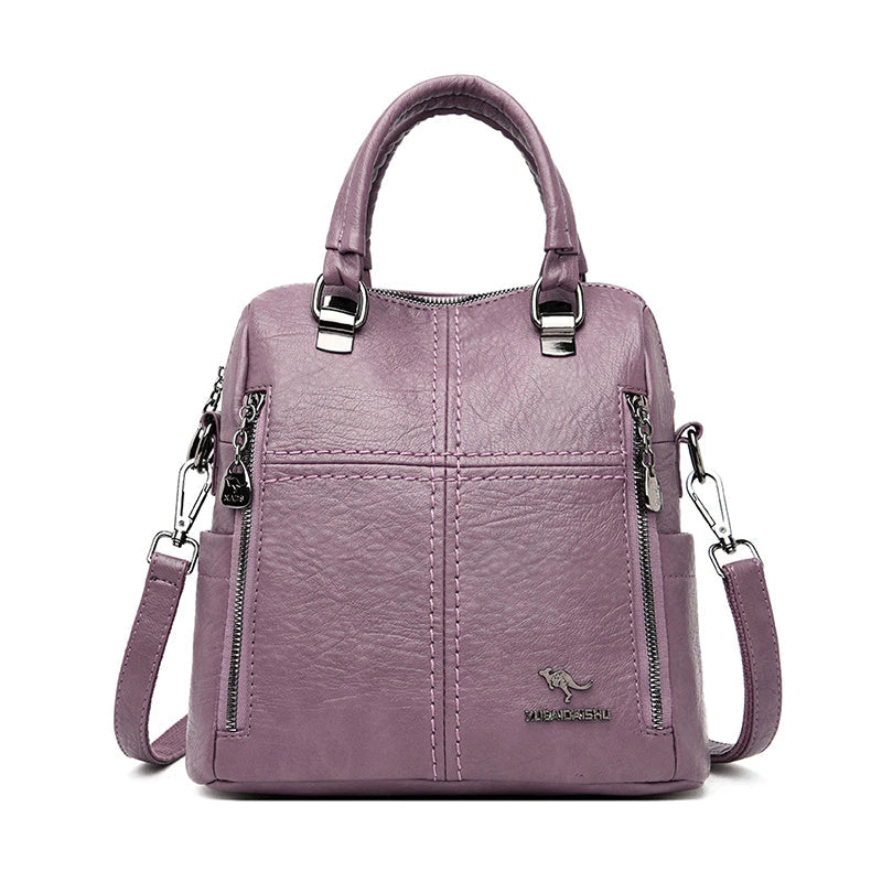 Multifunction Women Shoulder Bag Travel Backpack-Backpacks-Purple-Free Shipping Leatheretro