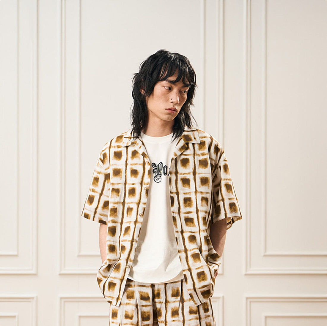 EPIC POETRY Ombre Check Spot Grid Half Shirt-Half shirt-S-Free Shipping Leatheretro